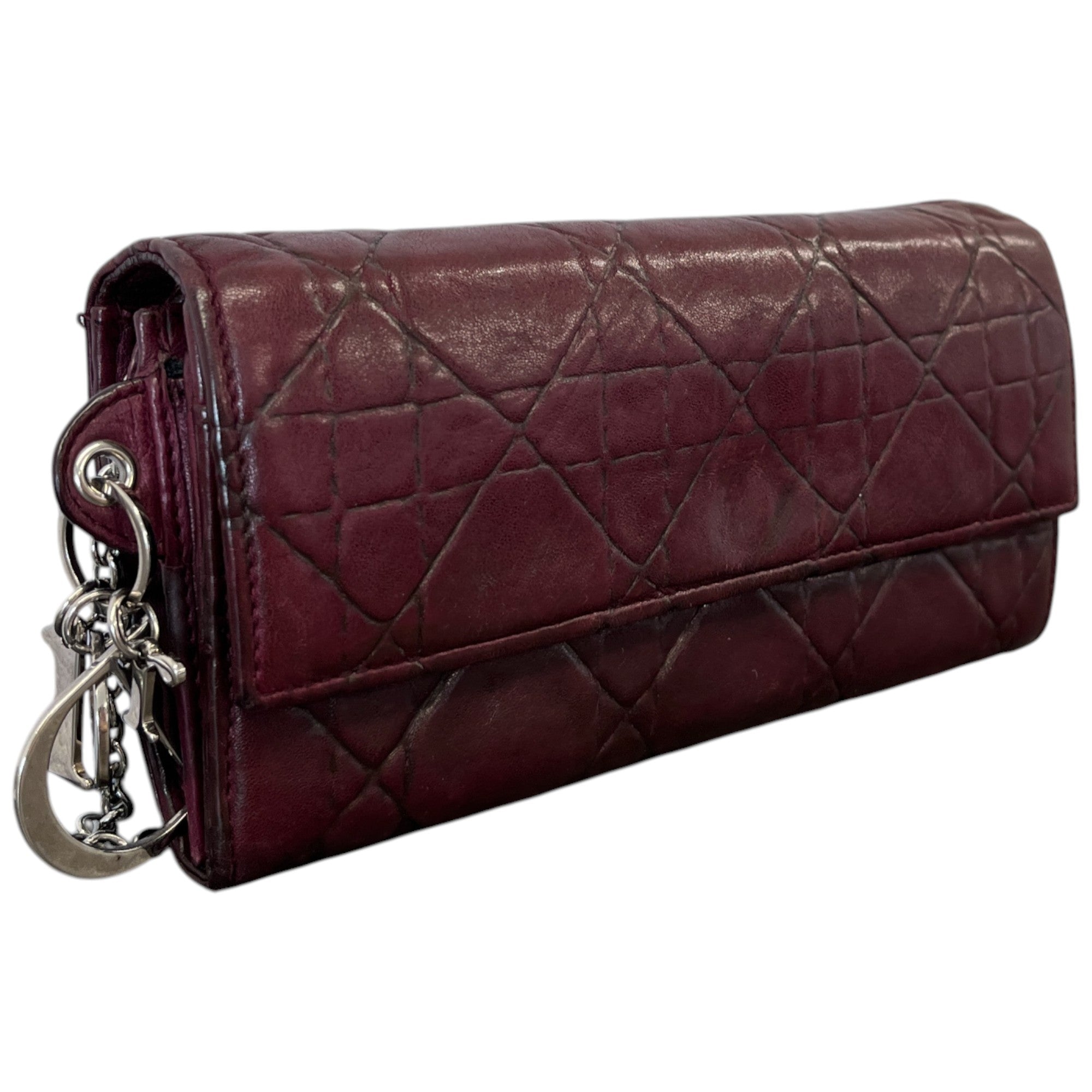 Women's Lady Dior Cannage Wallet On Chain Bag Burgundy