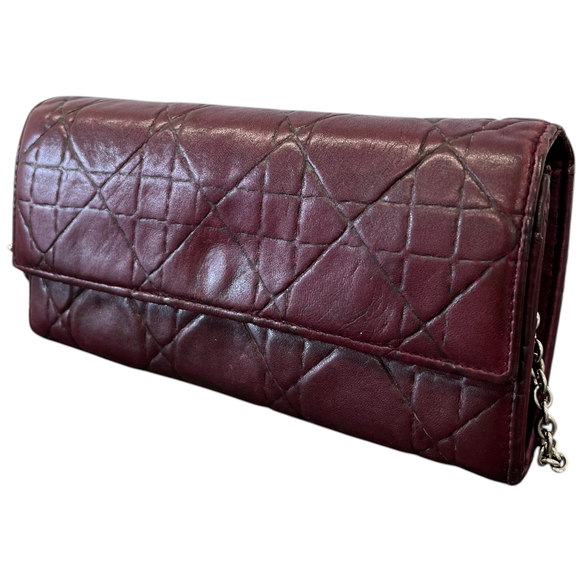 Women's Lady Dior Cannage Wallet On Chain Bag Burgundy