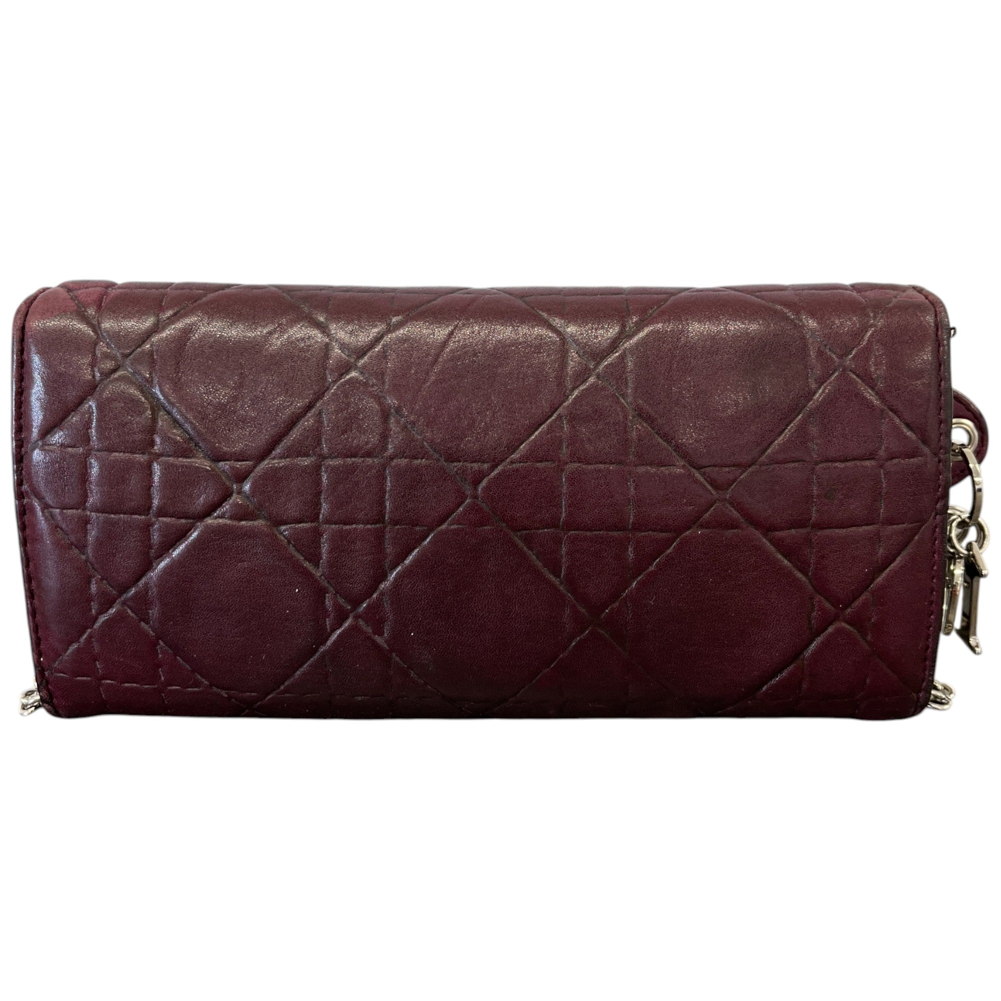 Women's Lady Dior Cannage Wallet On Chain Bag Burgundy