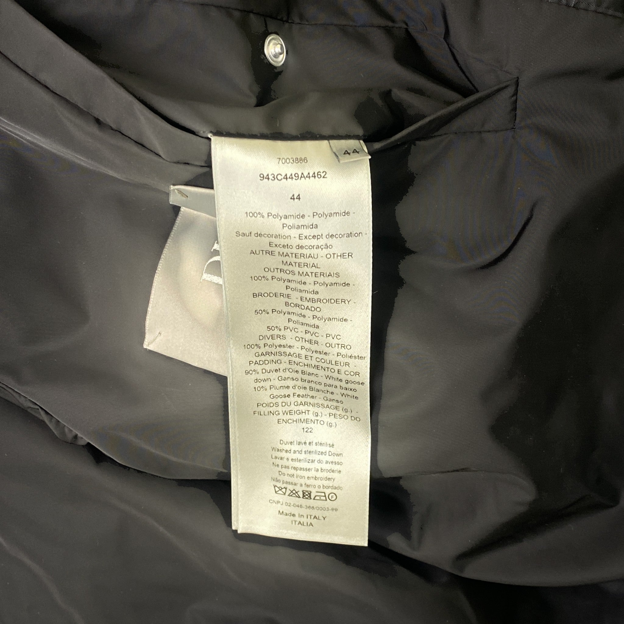 Men's Oblique Technical Down Jacket Black Size IT 44 / XS