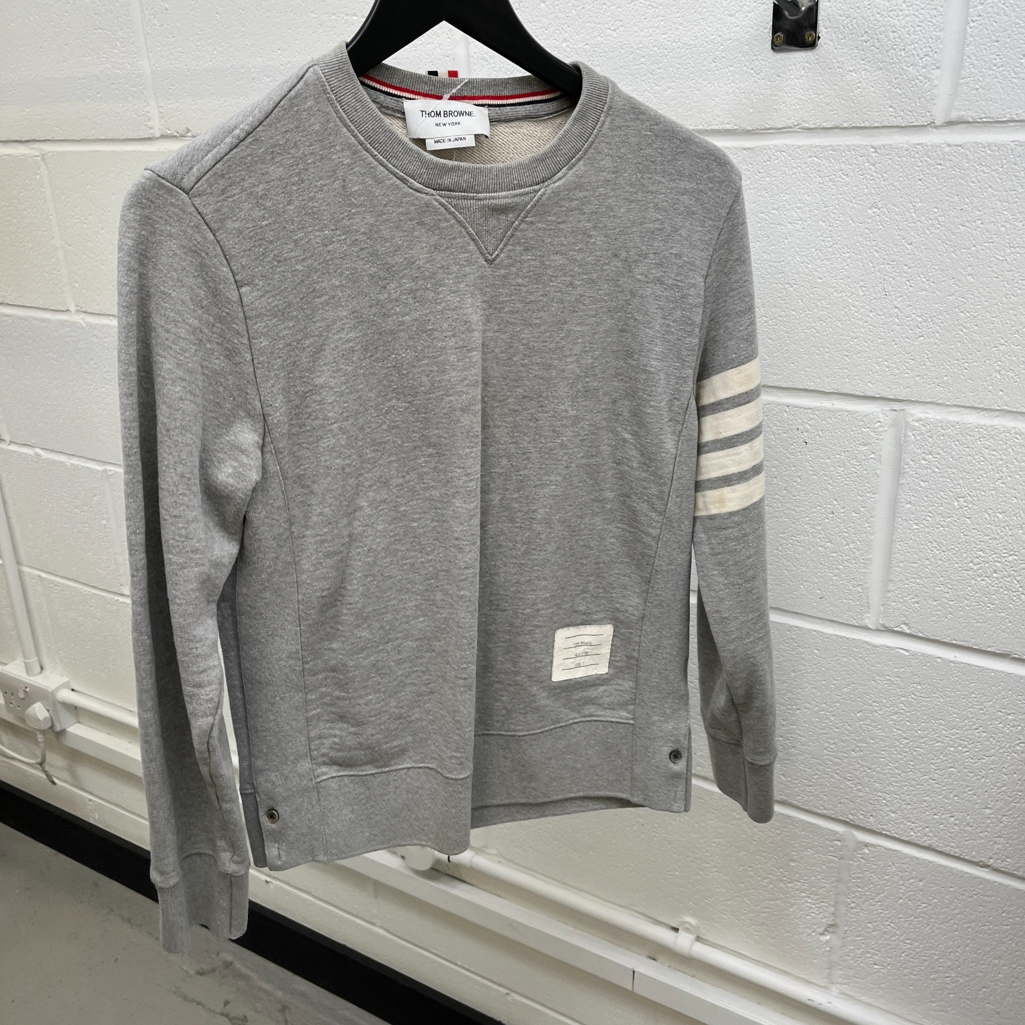 Men's 4-Bar Stripe Sweatshirt Grey Size M