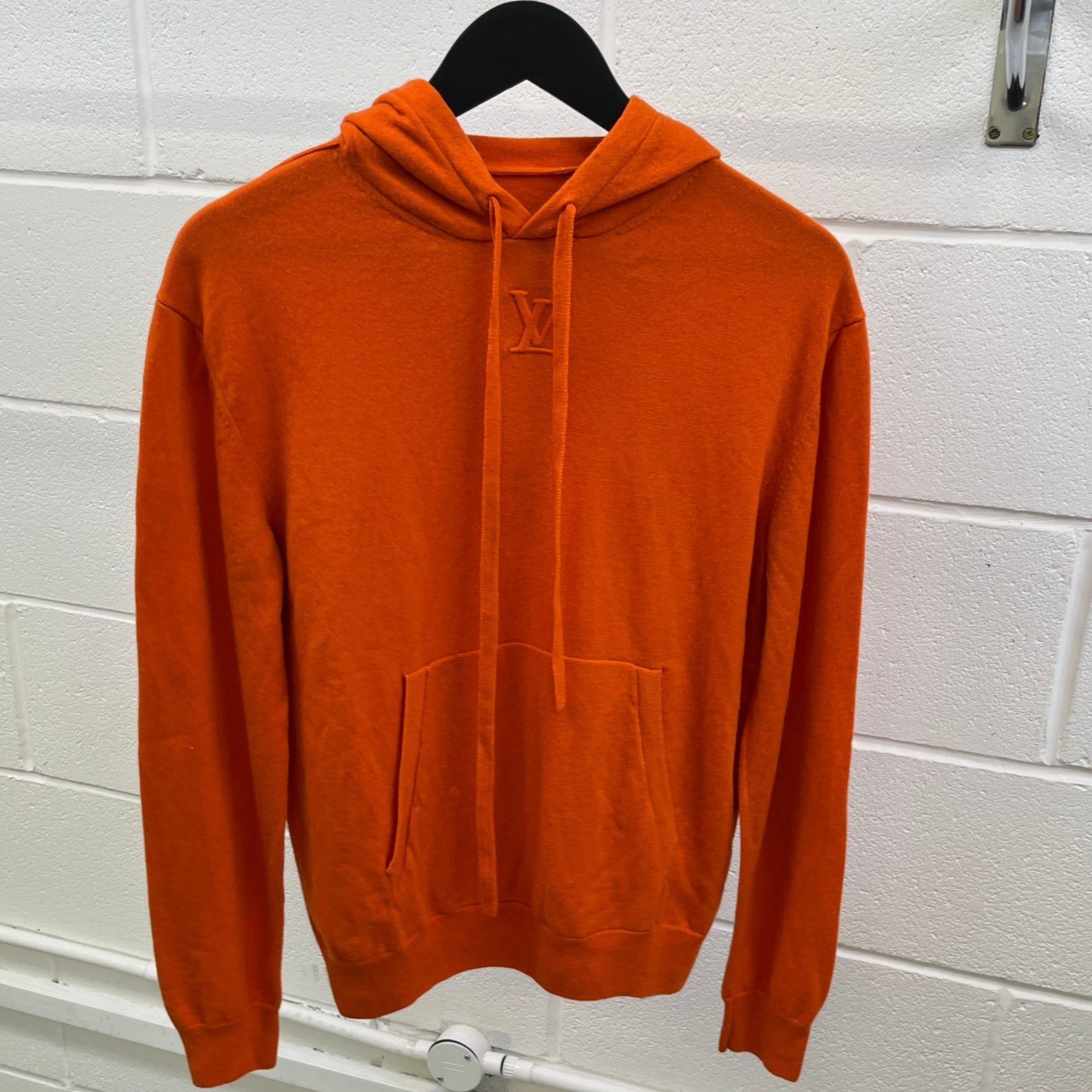 Men's Embossed Lv Hoodie Orange Size M