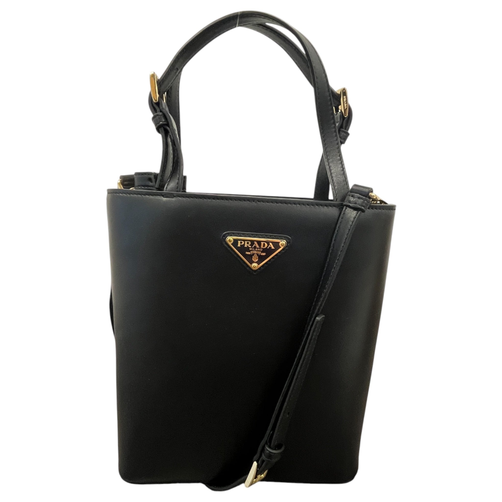 Women's Triangle Logo Applique Tote Handbag Black