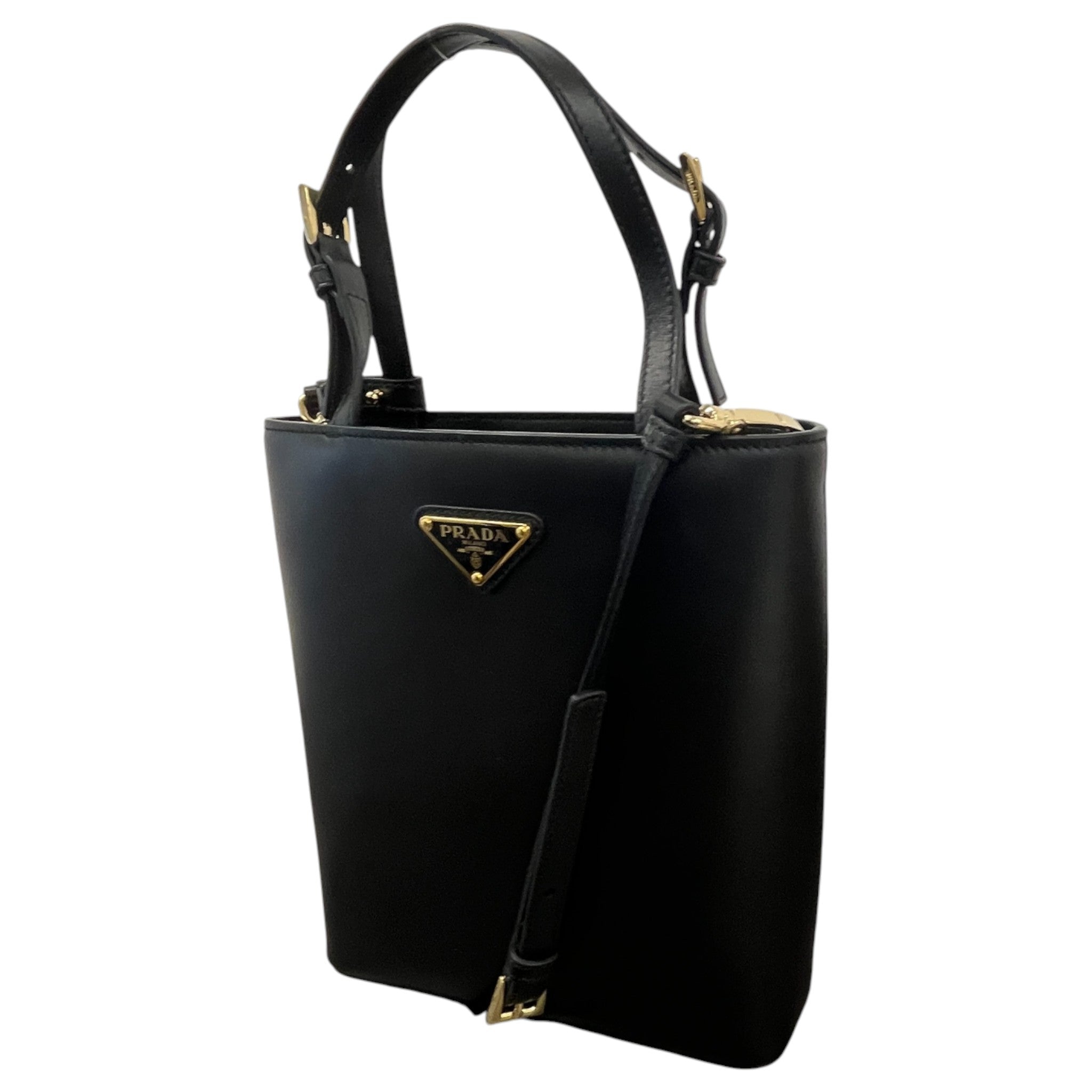 Women's Triangle Logo Applique Tote Handbag Black