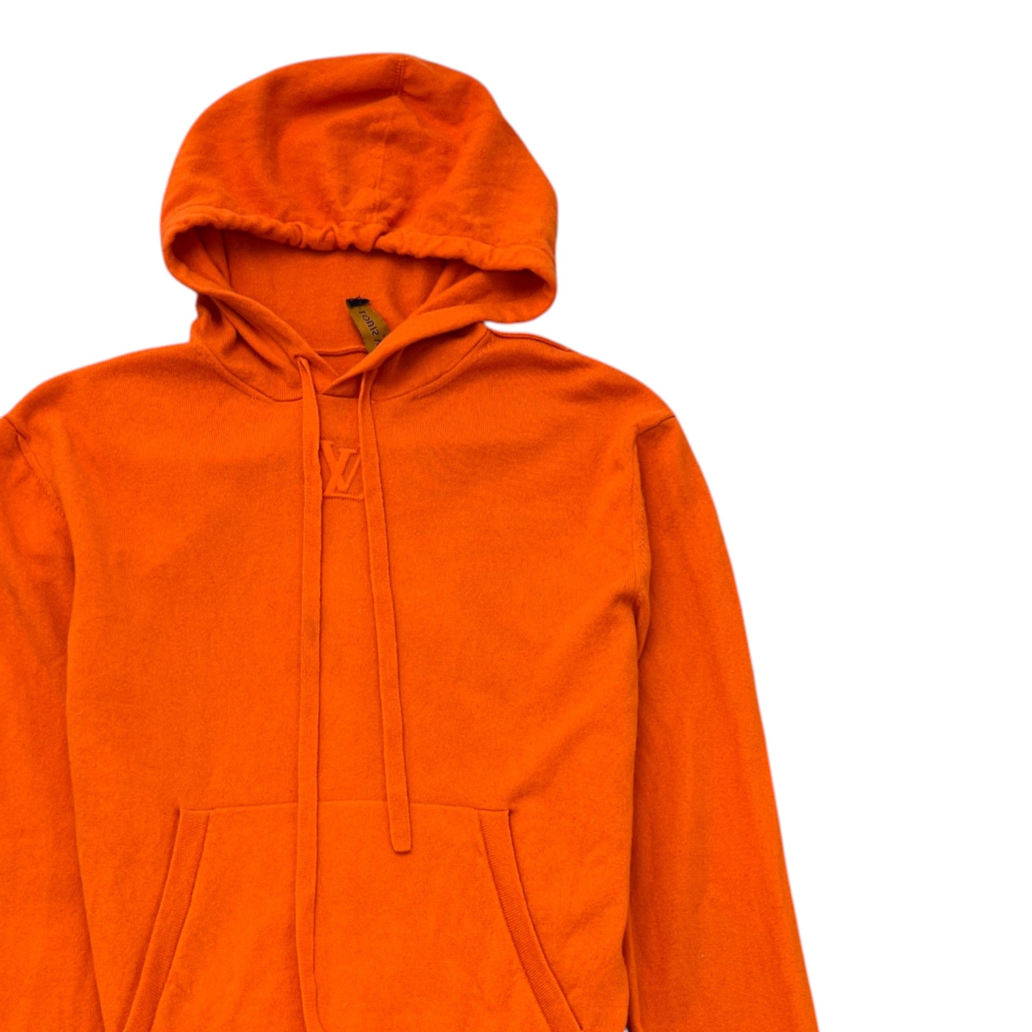 Men's Embossed Lv Hoodie Orange Size M