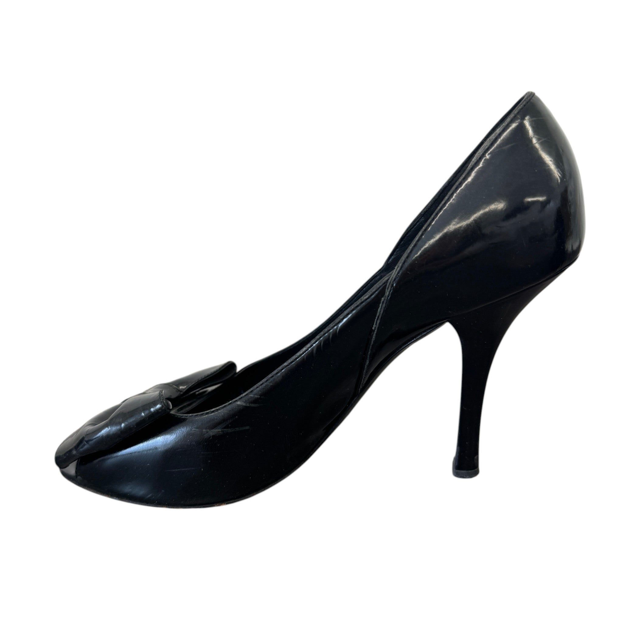 Women's Bow Motif Peep Heels Black Size EU 37 / UK 4
