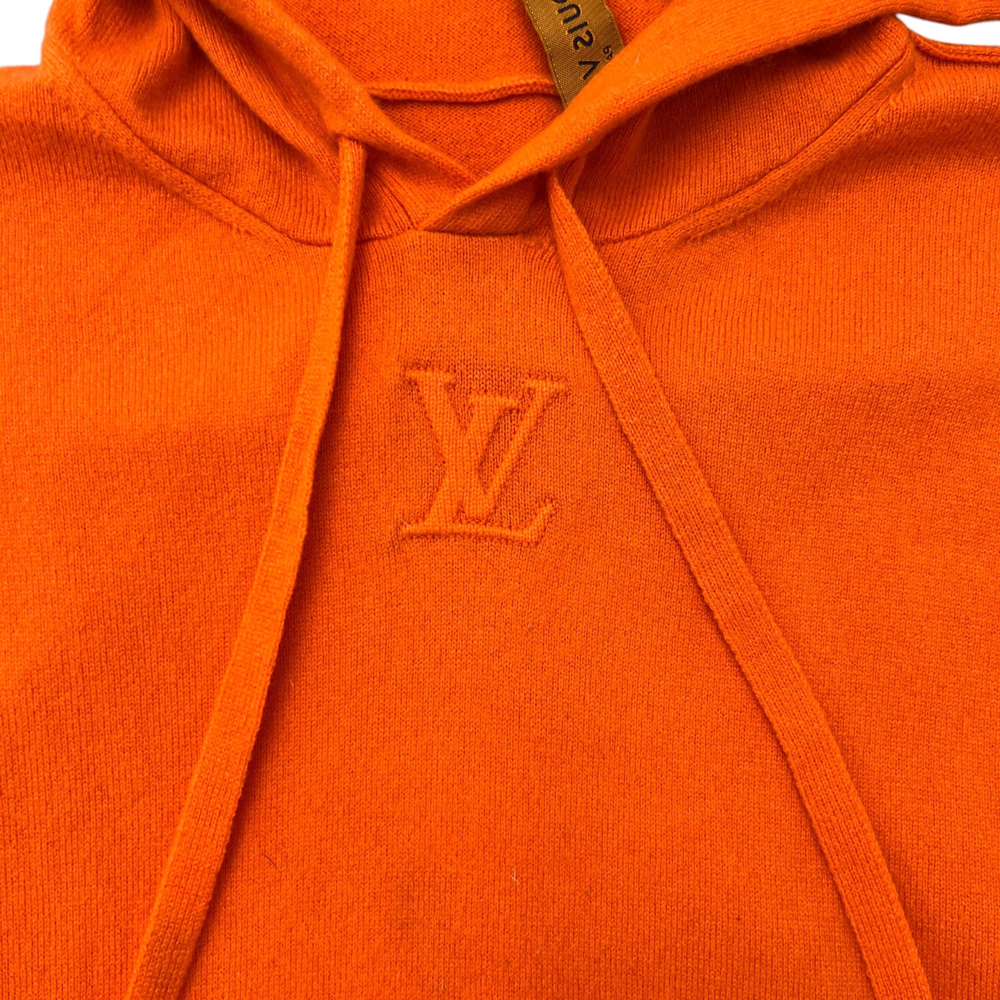 Men's Embossed Lv Hoodie Orange Size M