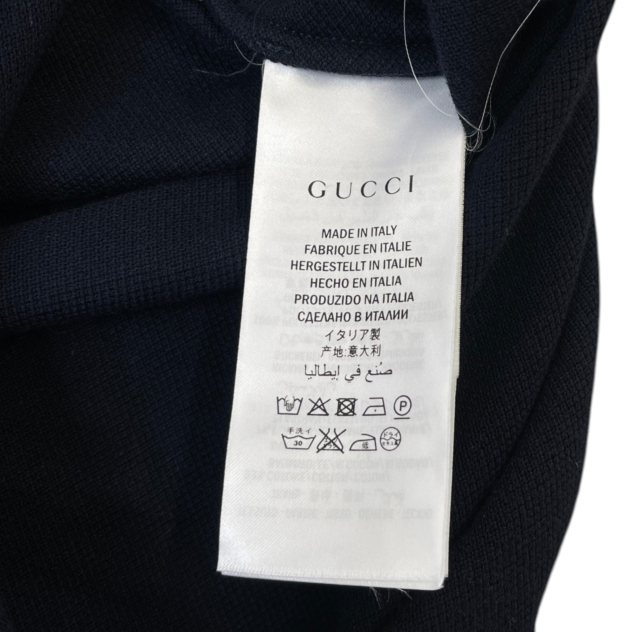 Men's Embroidered Collar Polo Shirt Navy Size M