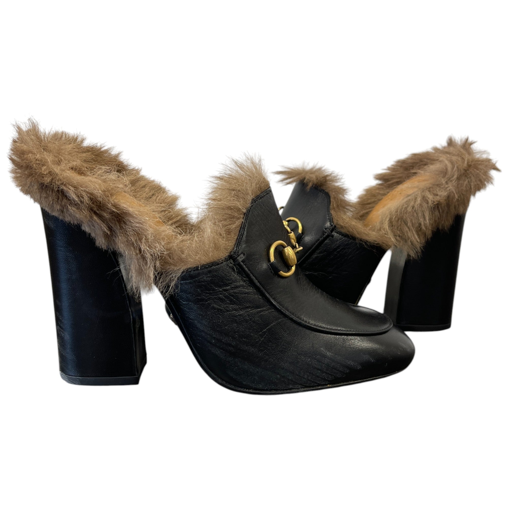 Women's Fur Lined Prince Town Heels Black Size EU 37.5 / UK 4.5