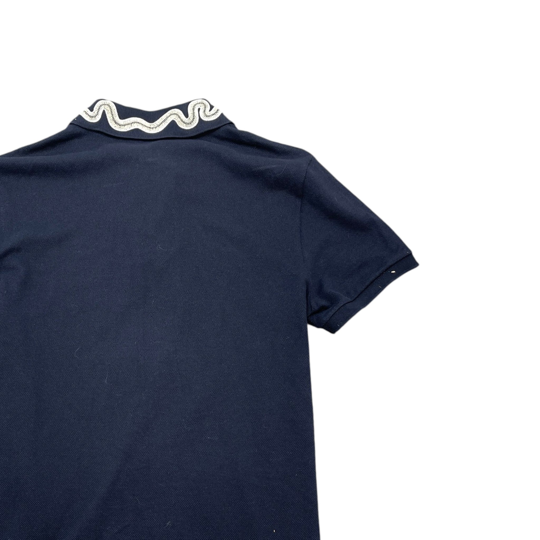 Men's Embroidered Collar Polo Shirt Navy Size M