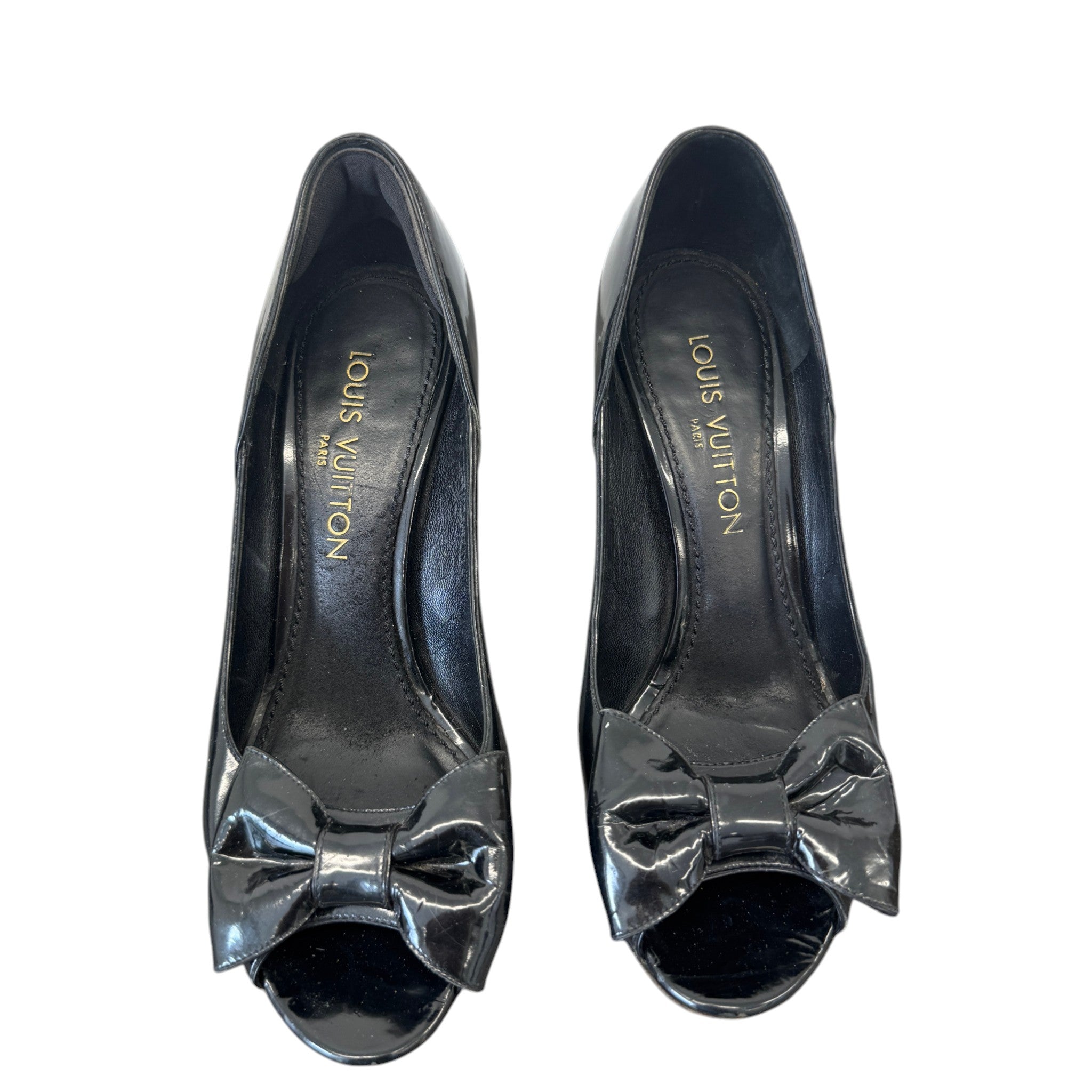 Women's Bow Motif Peep Heels Black Size EU 37 / UK 4