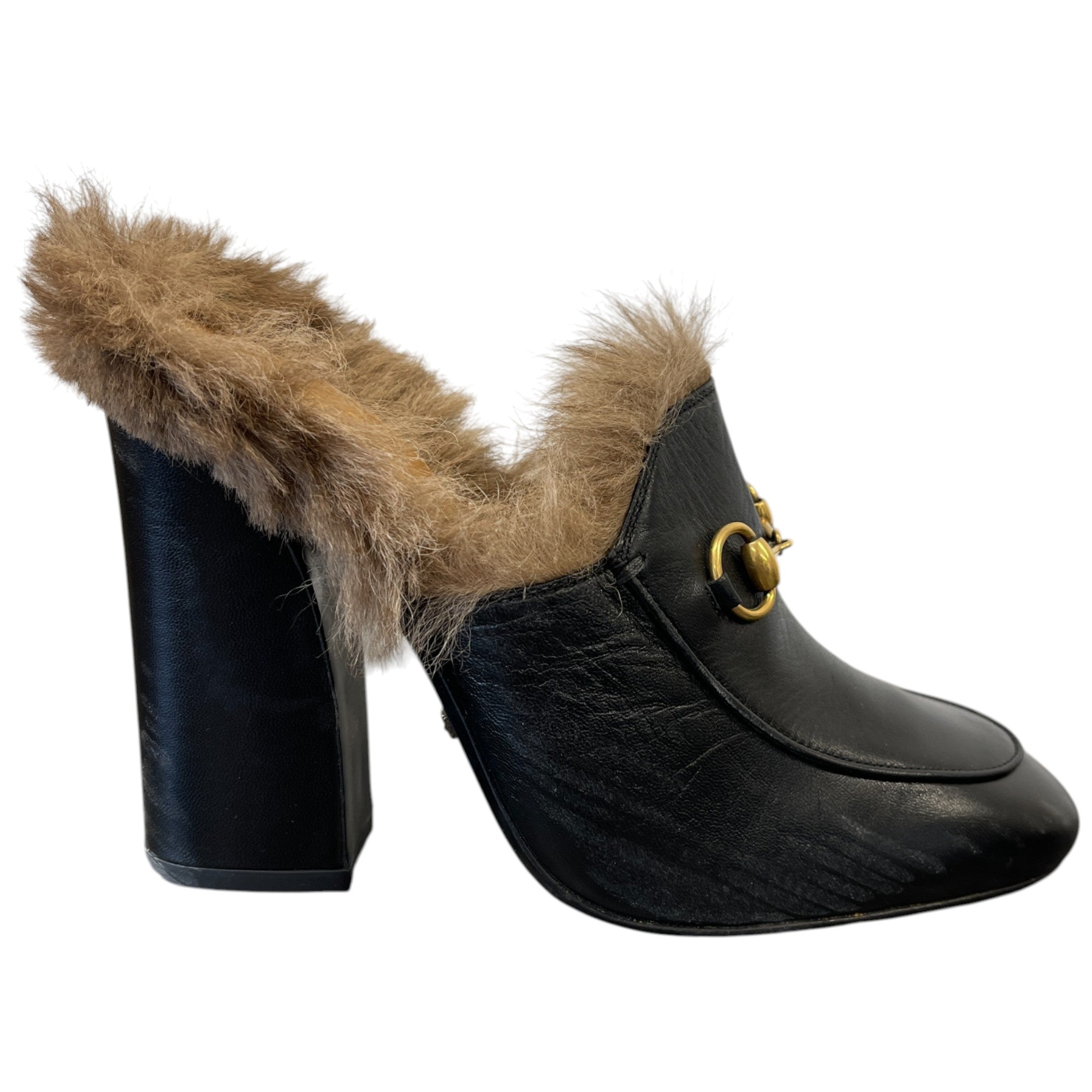 Women's Fur Lined Prince Town Heels Black Size EU 37.5 / UK 4.5