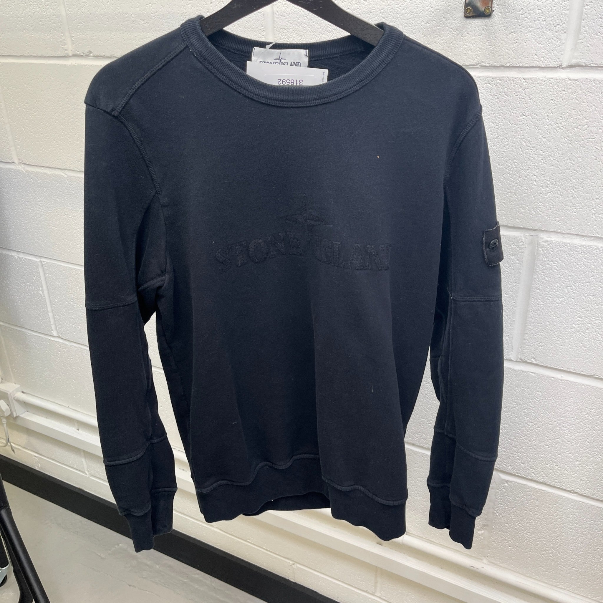 Men's Shadow Applique Logo Sweatshirt Black Size M