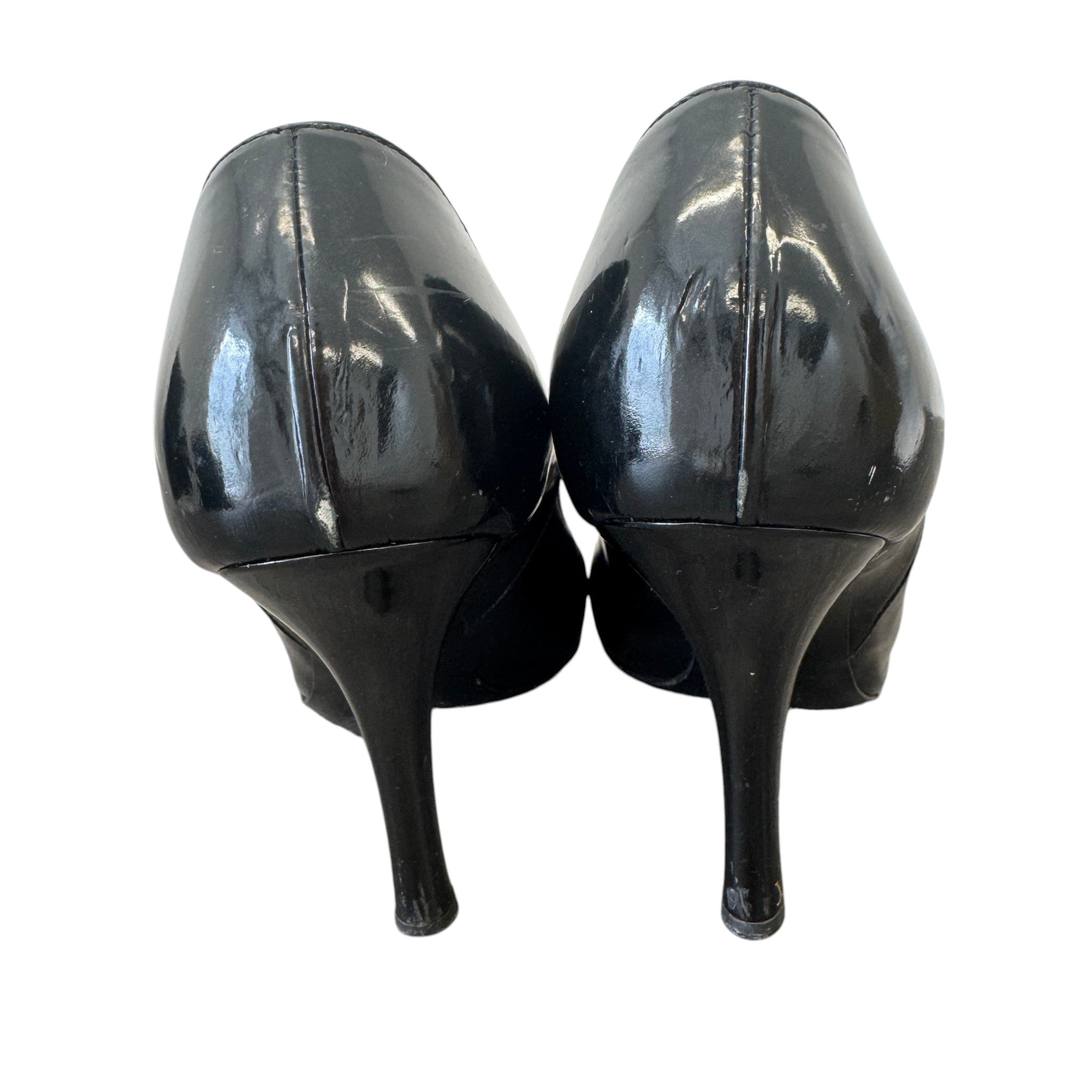 Women's Bow Motif Peep Heels Black Size EU 37 / UK 4
