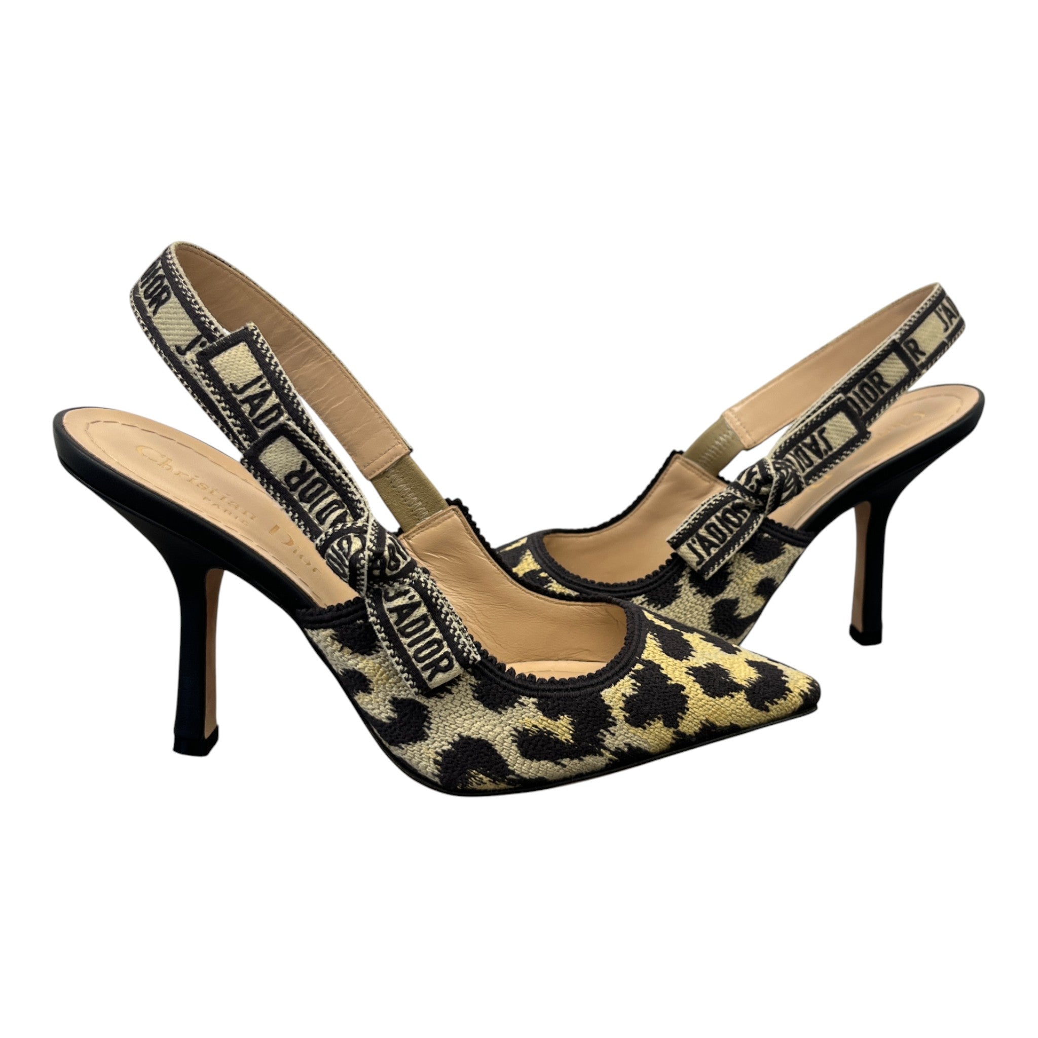 Women's Leopard J'Adior Slingback Heels Beige Size EU 36.5 / UK 3.5