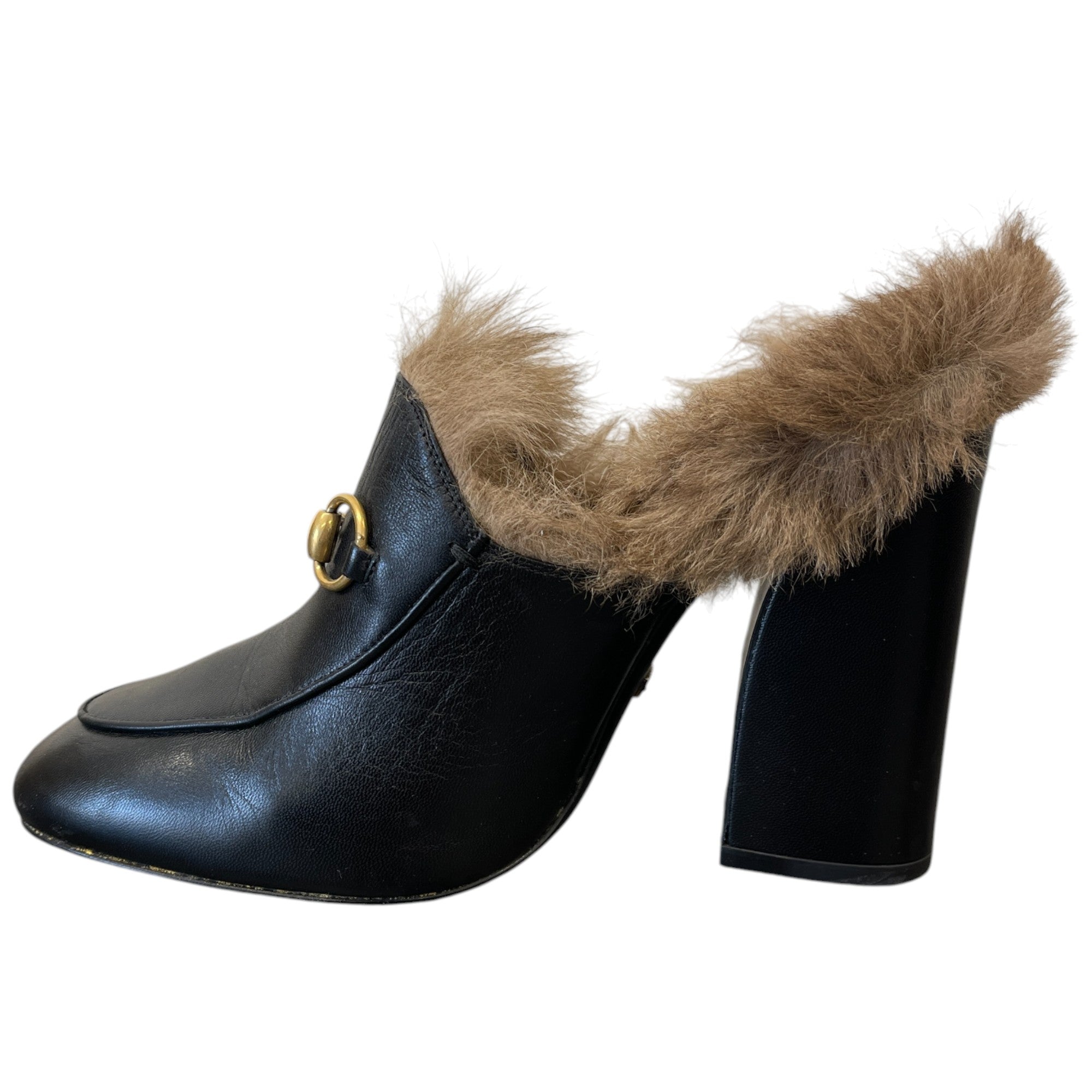 Women's Fur Lined Prince Town Heels Black Size EU 37.5 / UK 4.5