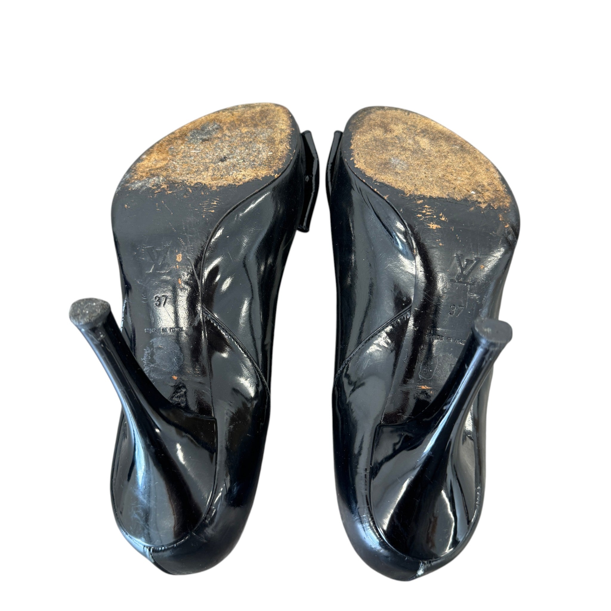 Women's Bow Motif Peep Heels Black Size EU 37 / UK 4