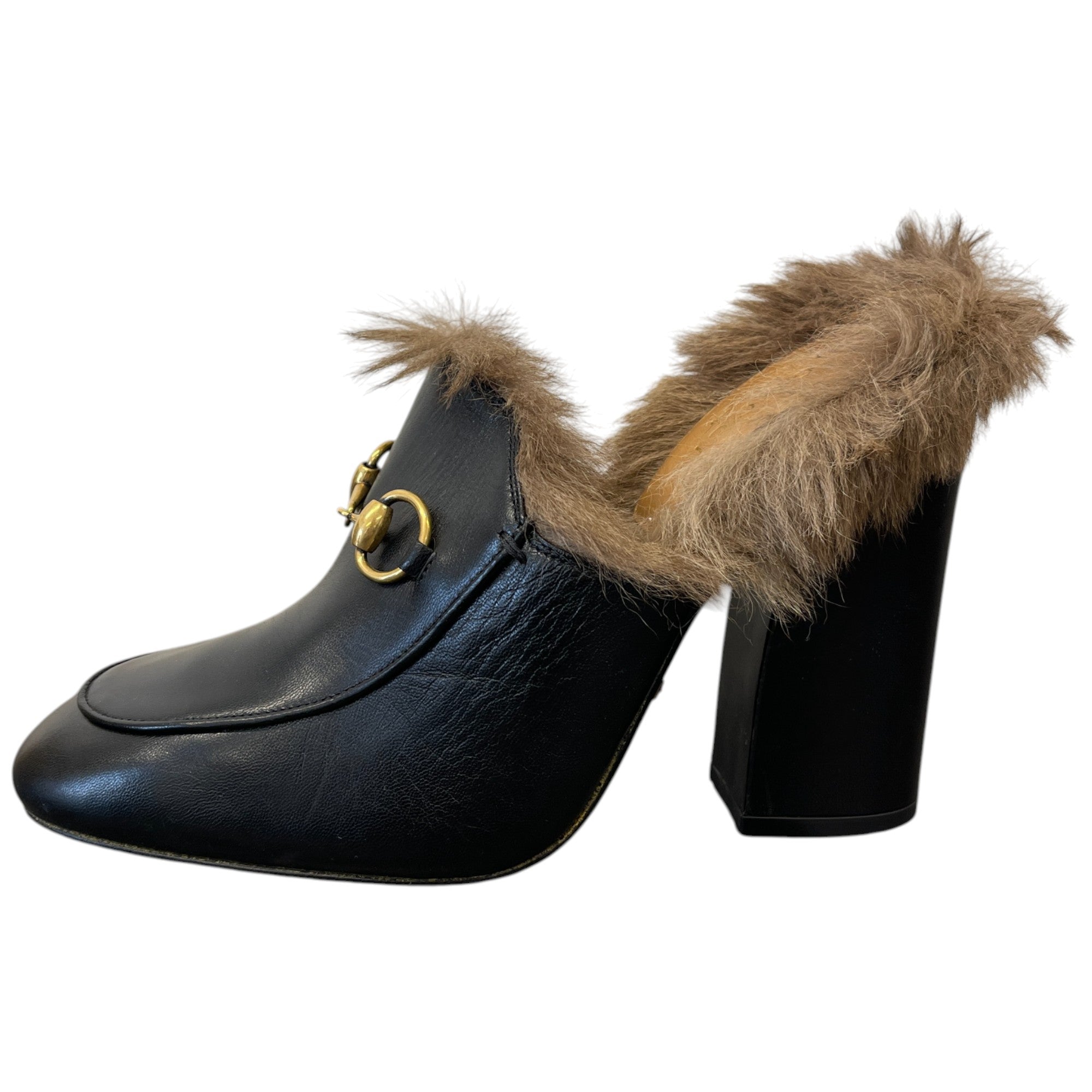 Women's Fur Lined Prince Town Heels Black Size EU 37.5 / UK 4.5