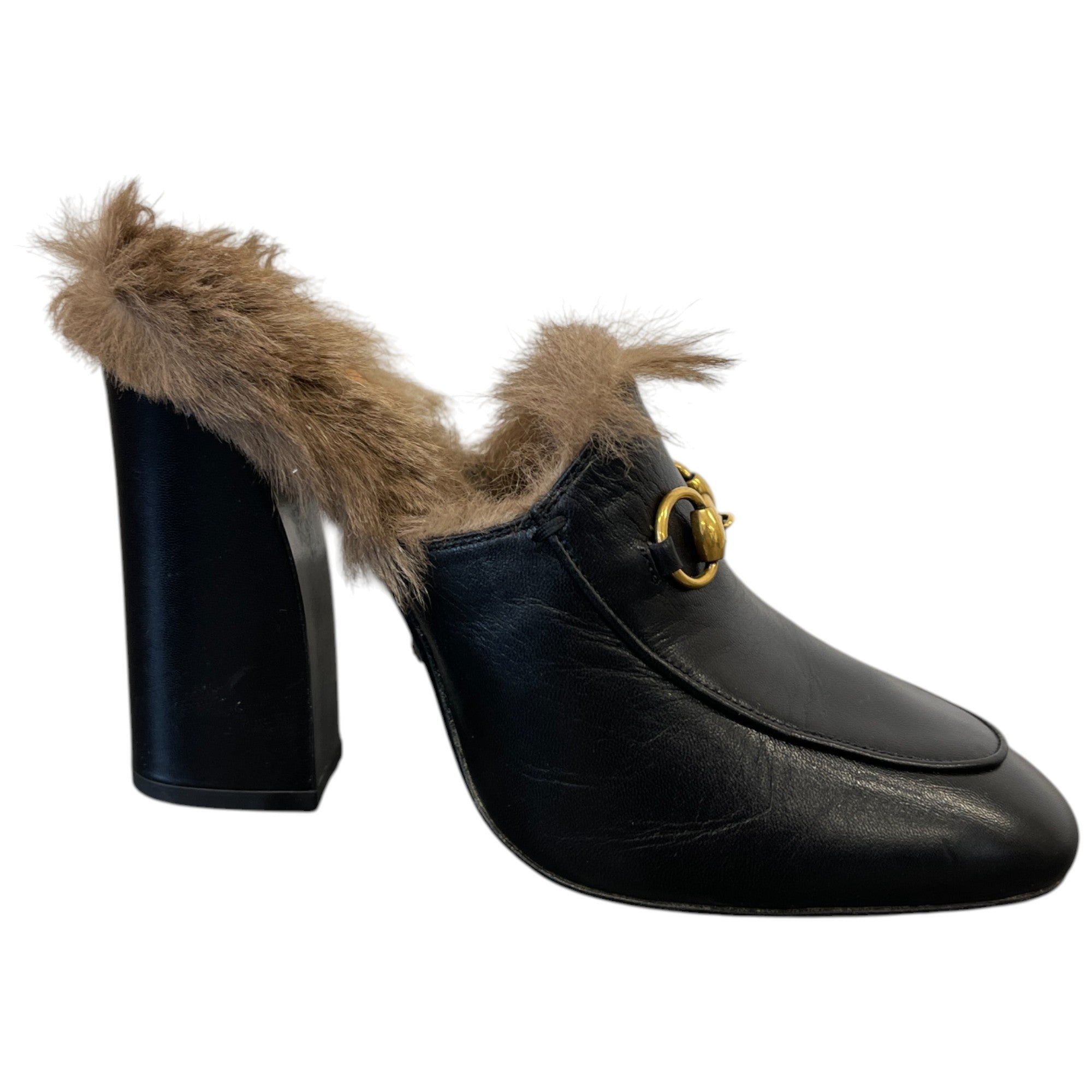 Women's Fur Lined Prince Town Heels Black Size EU 37.5 / UK 4.5