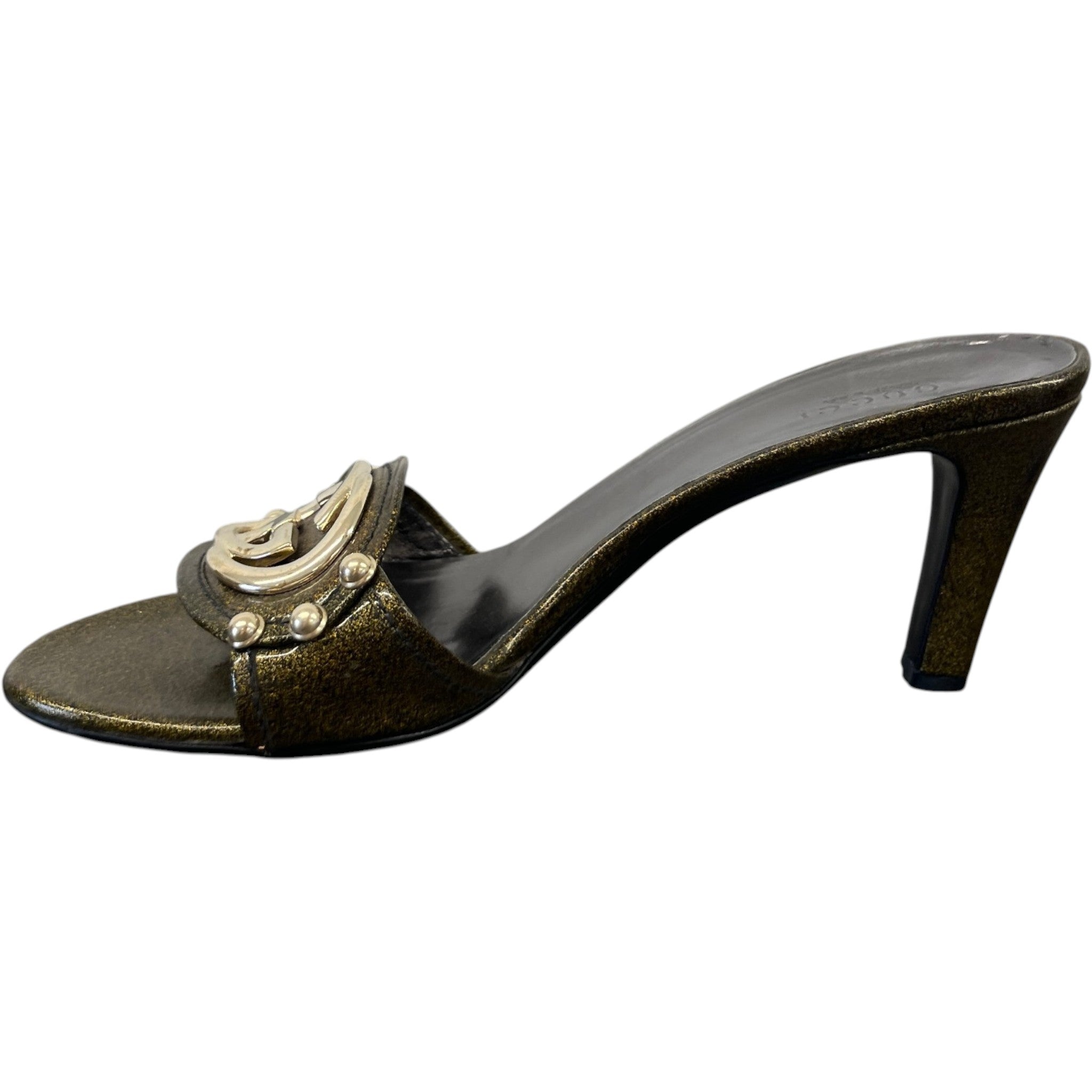 Women's Gg Glitter Mules Heels Gold Size EU 37 / UK 4