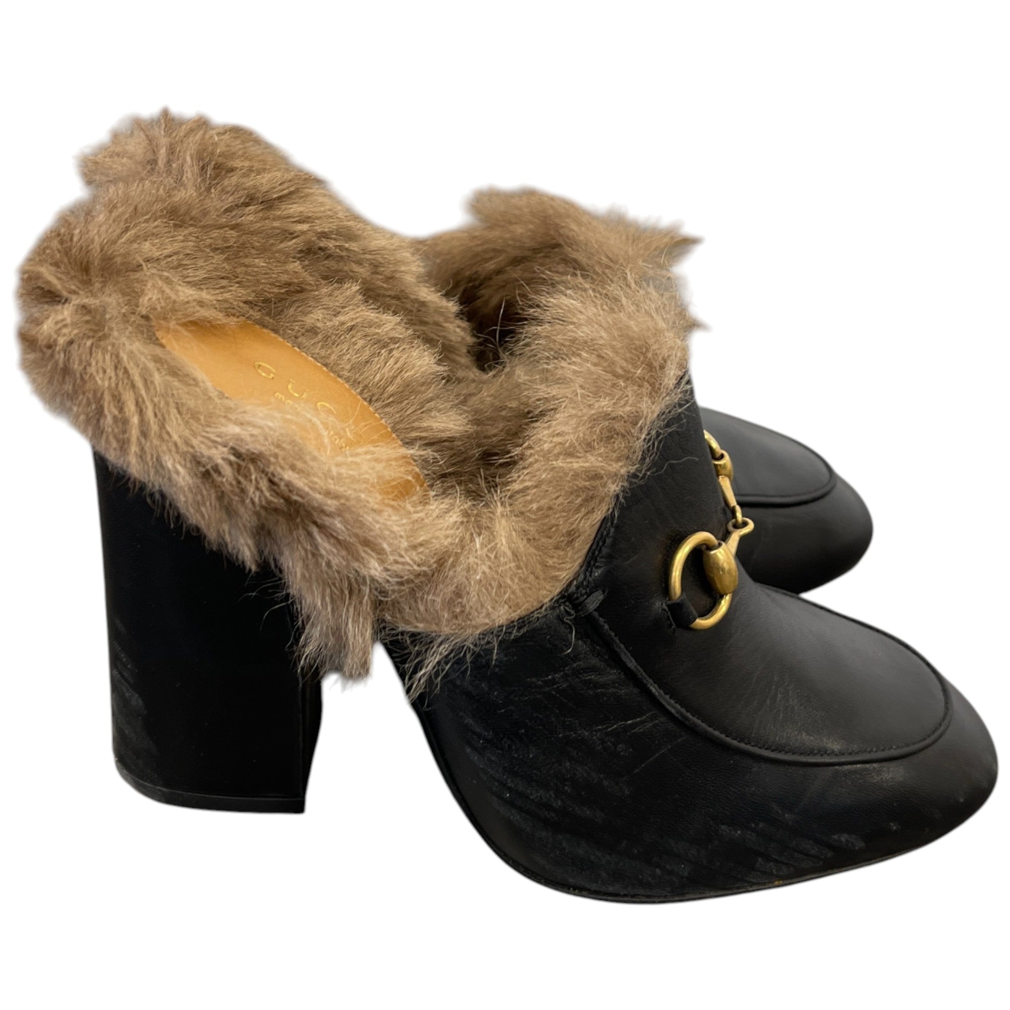 Women's Fur Lined Prince Town Heels Black Size EU 37.5 / UK 4.5