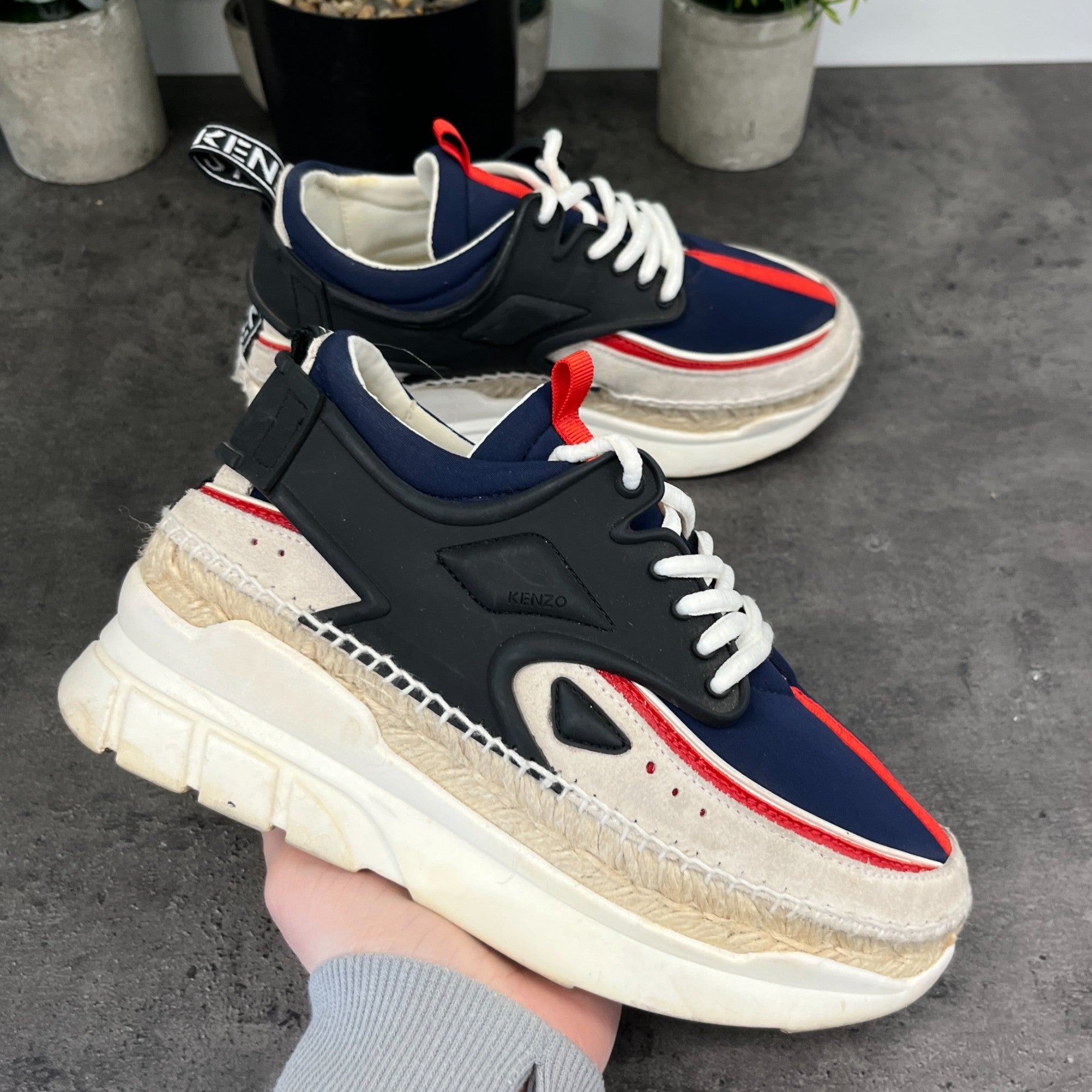 Women's K-Lastic Lace Espadrilles Low Trainers Navy Size EU 35 / UK 2