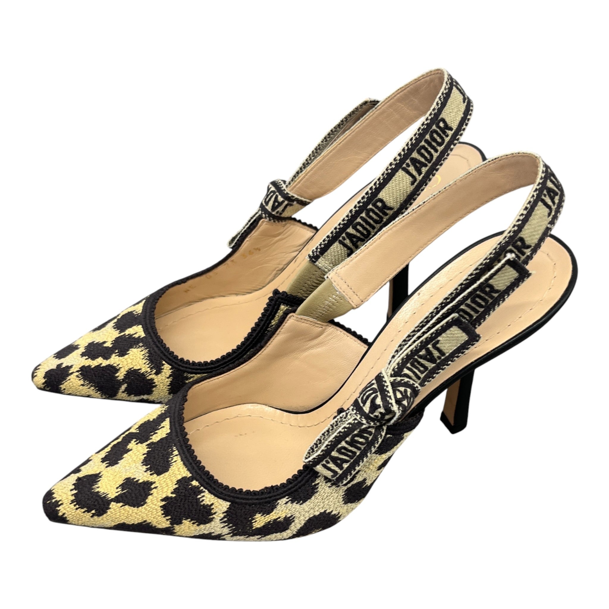 Women's Leopard J'Adior Slingback Heels Beige Size EU 36.5 / UK 3.5