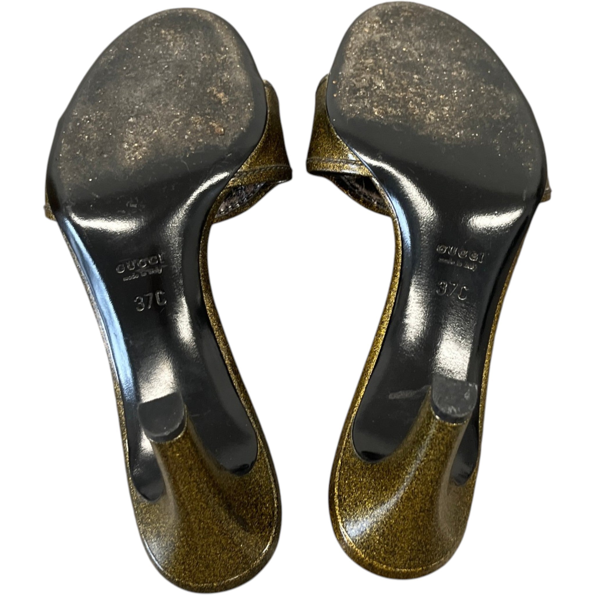 Women's Gg Glitter Mules Heels Gold Size EU 37 / UK 4