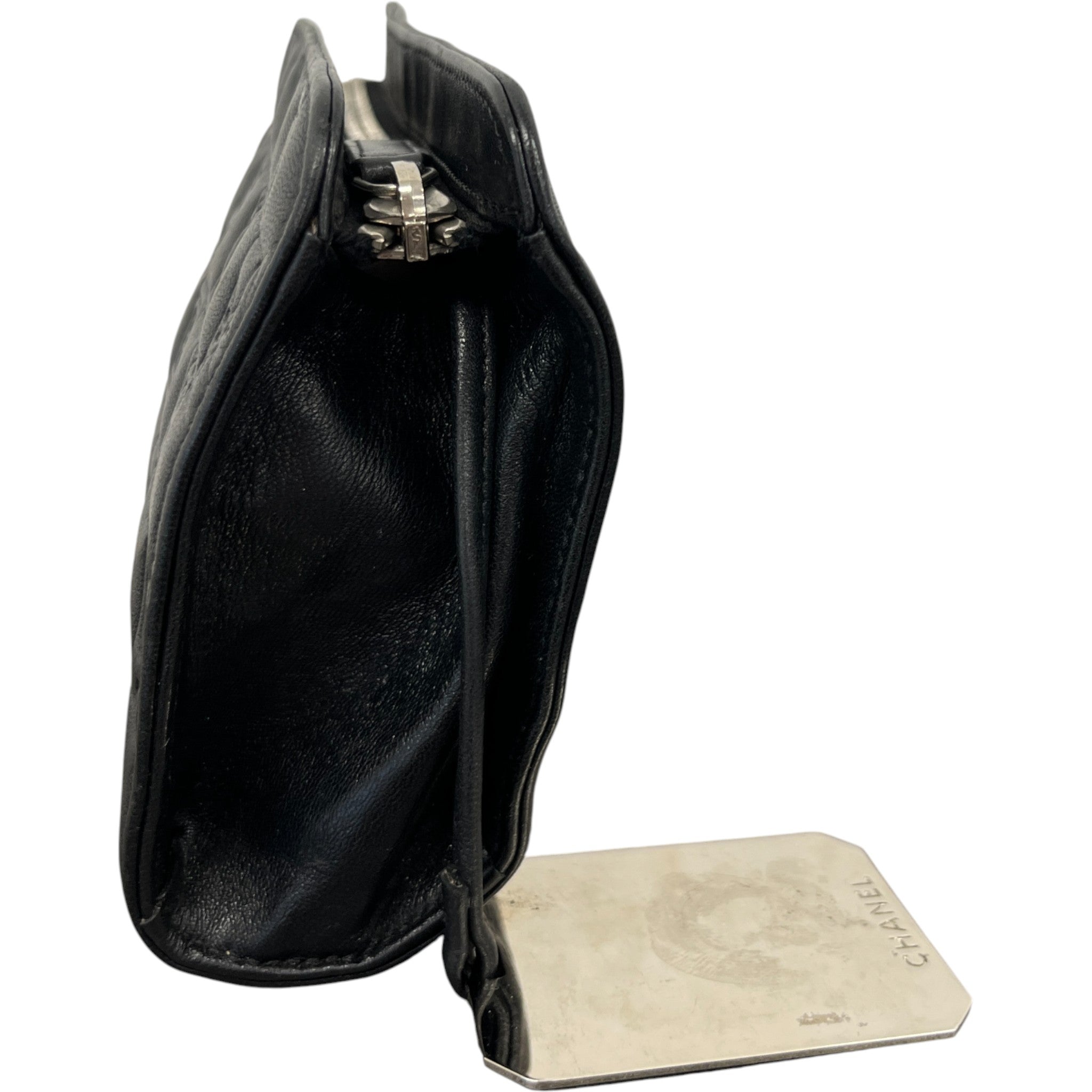 Women's Logo Lambskin Makeup Bag Black