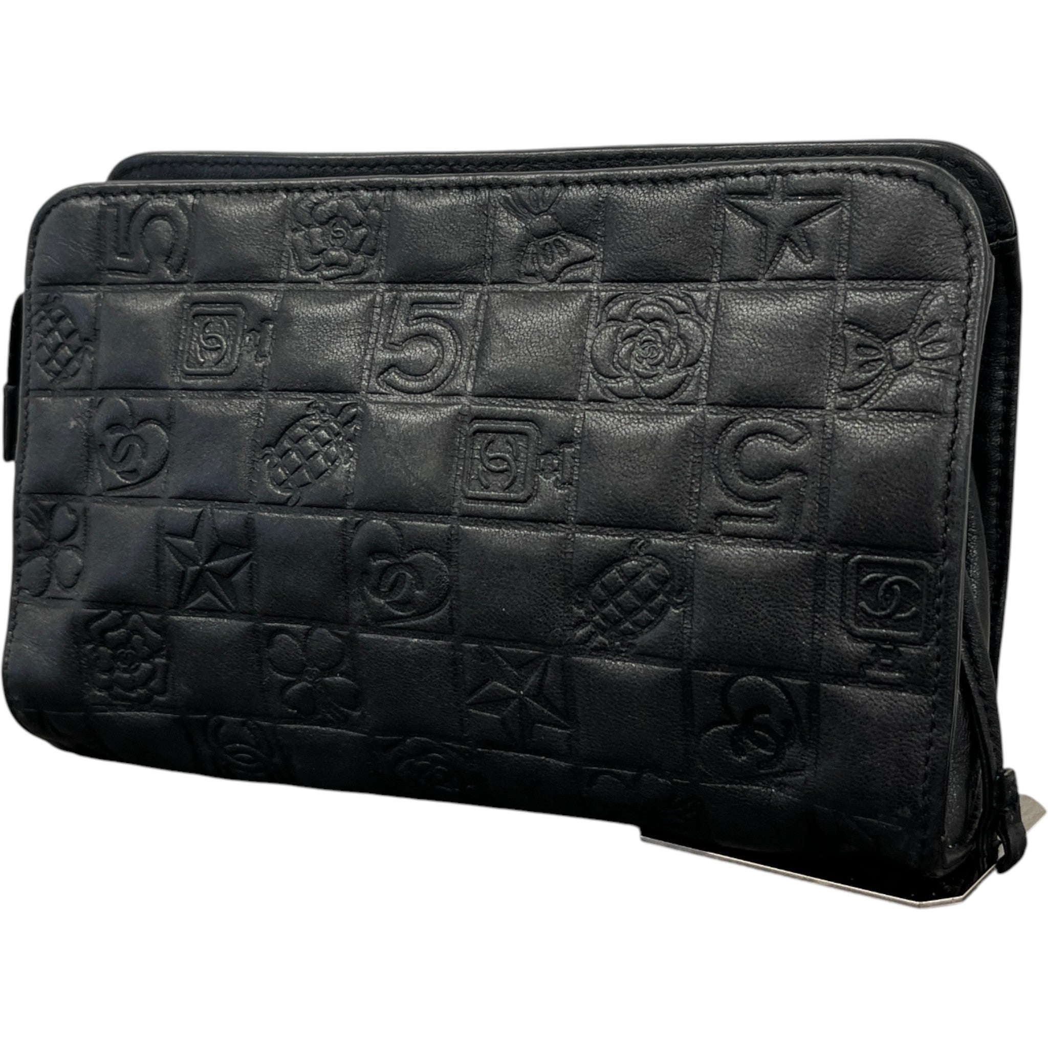 Women's Logo Lambskin Makeup Bag Black