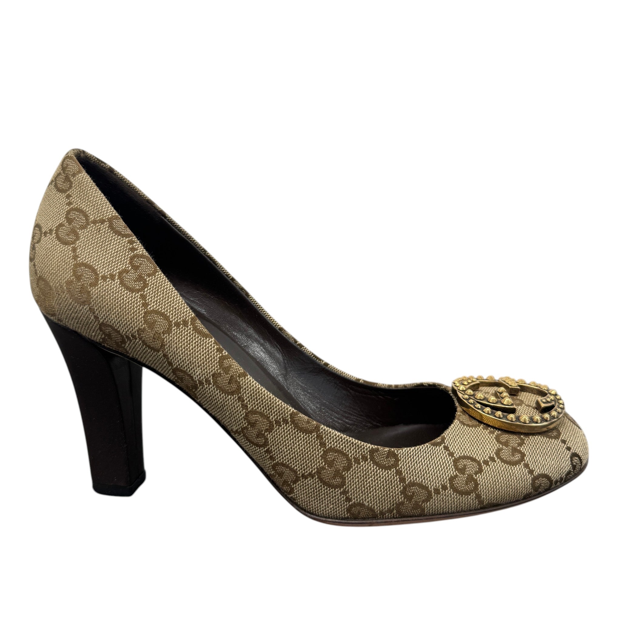 Women's Interlocking G Heels Beige Size EU 39 / UK 6