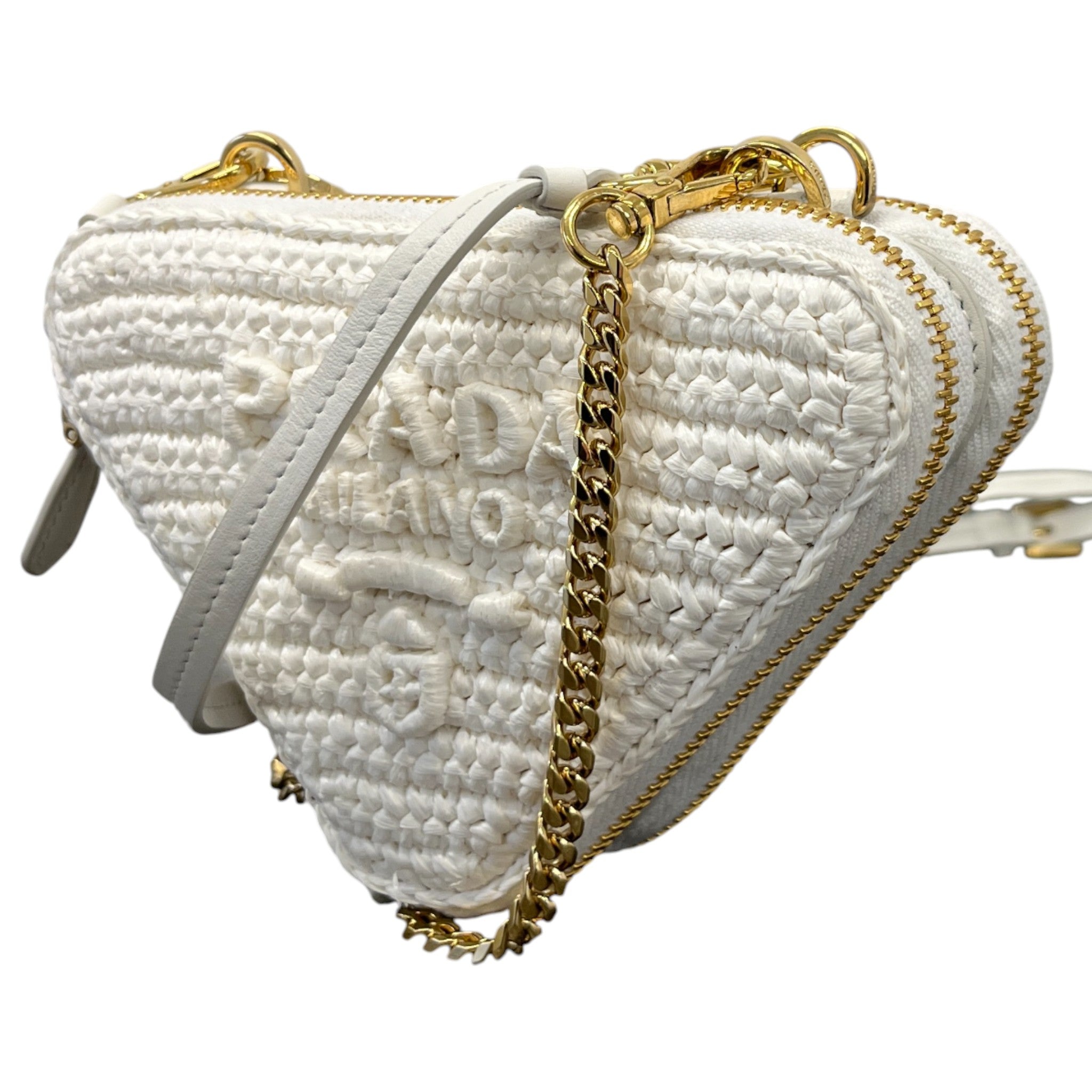 Women's Triangle Crochet Mini Handbag White