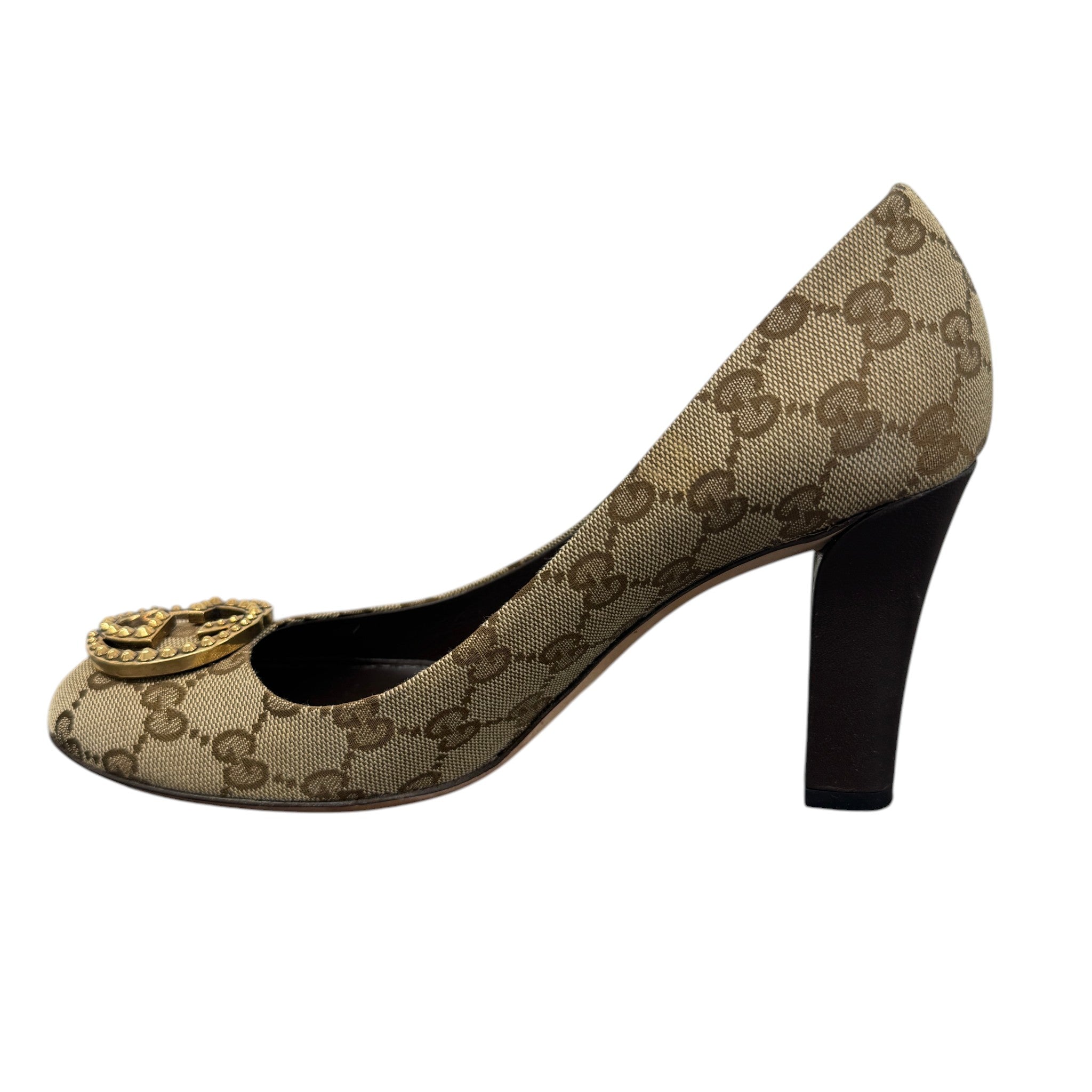 Women's Interlocking G Heels Beige Size EU 39 / UK 6