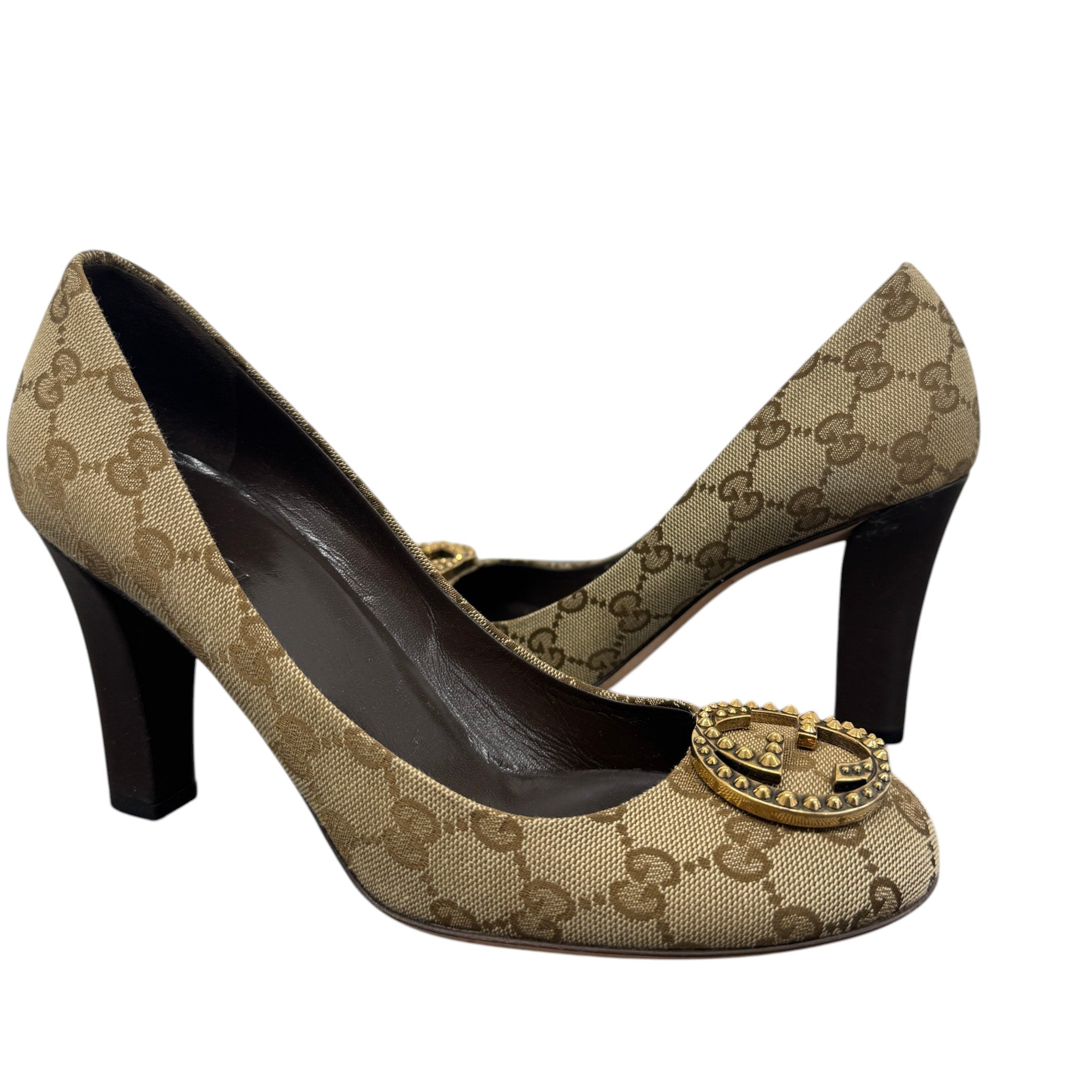Women's Interlocking G Heels Beige Size EU 39 / UK 6