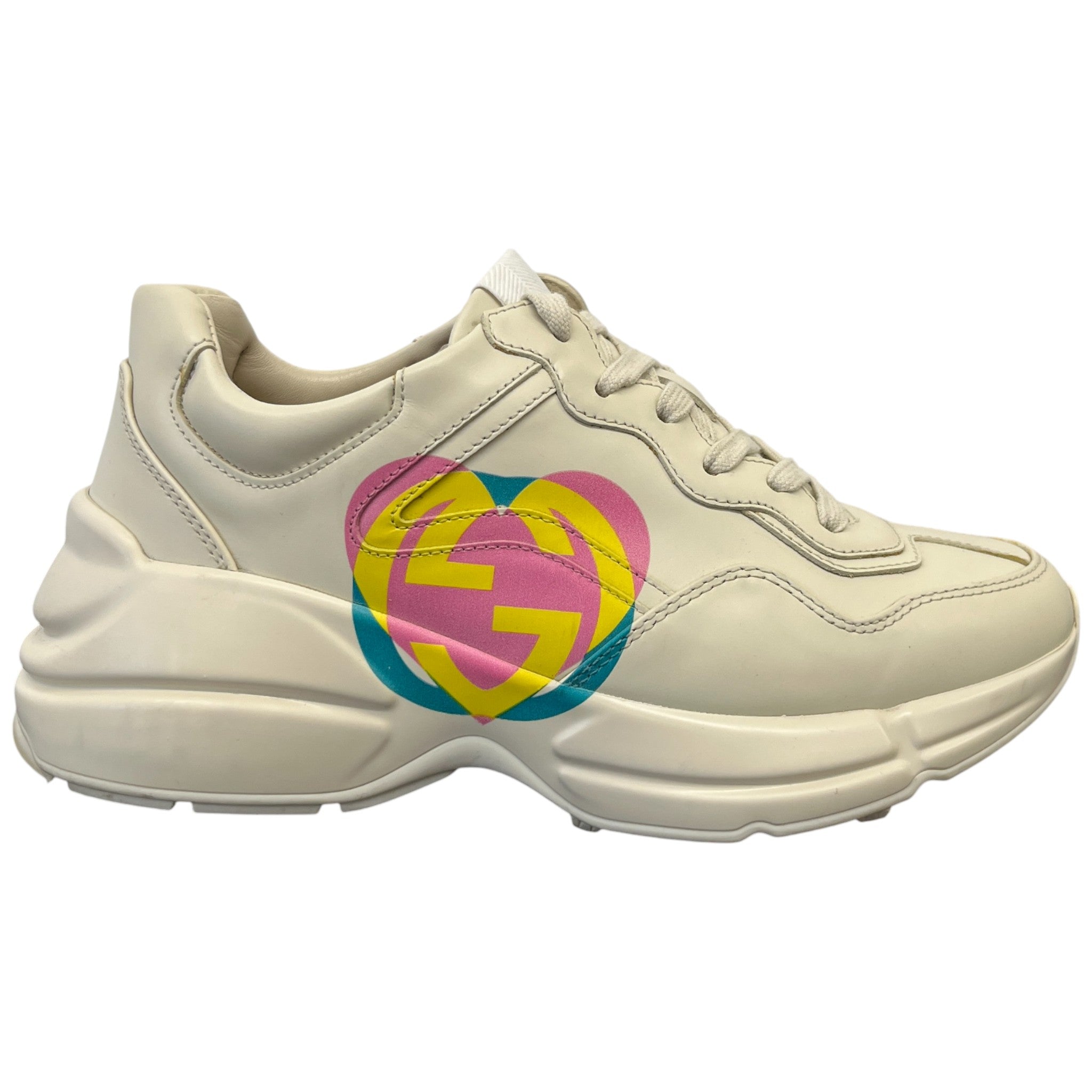 Women's Gg Rhyton Heart Low Trainers Beige Size EU 36 / UK 3