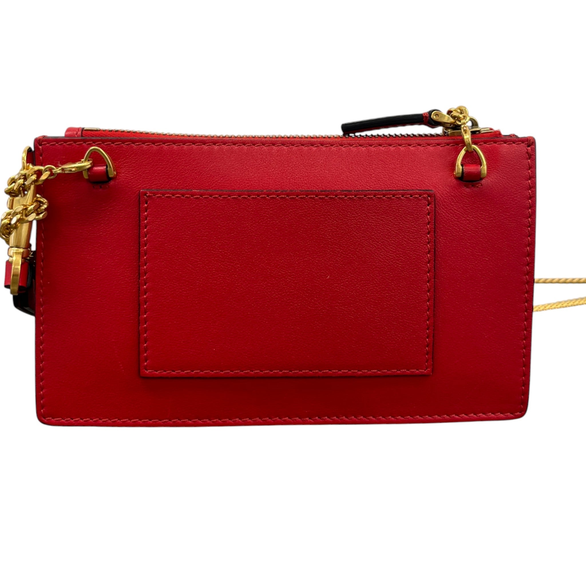 Women's Rouge Leather V Logo Chain Pouch Bag Red