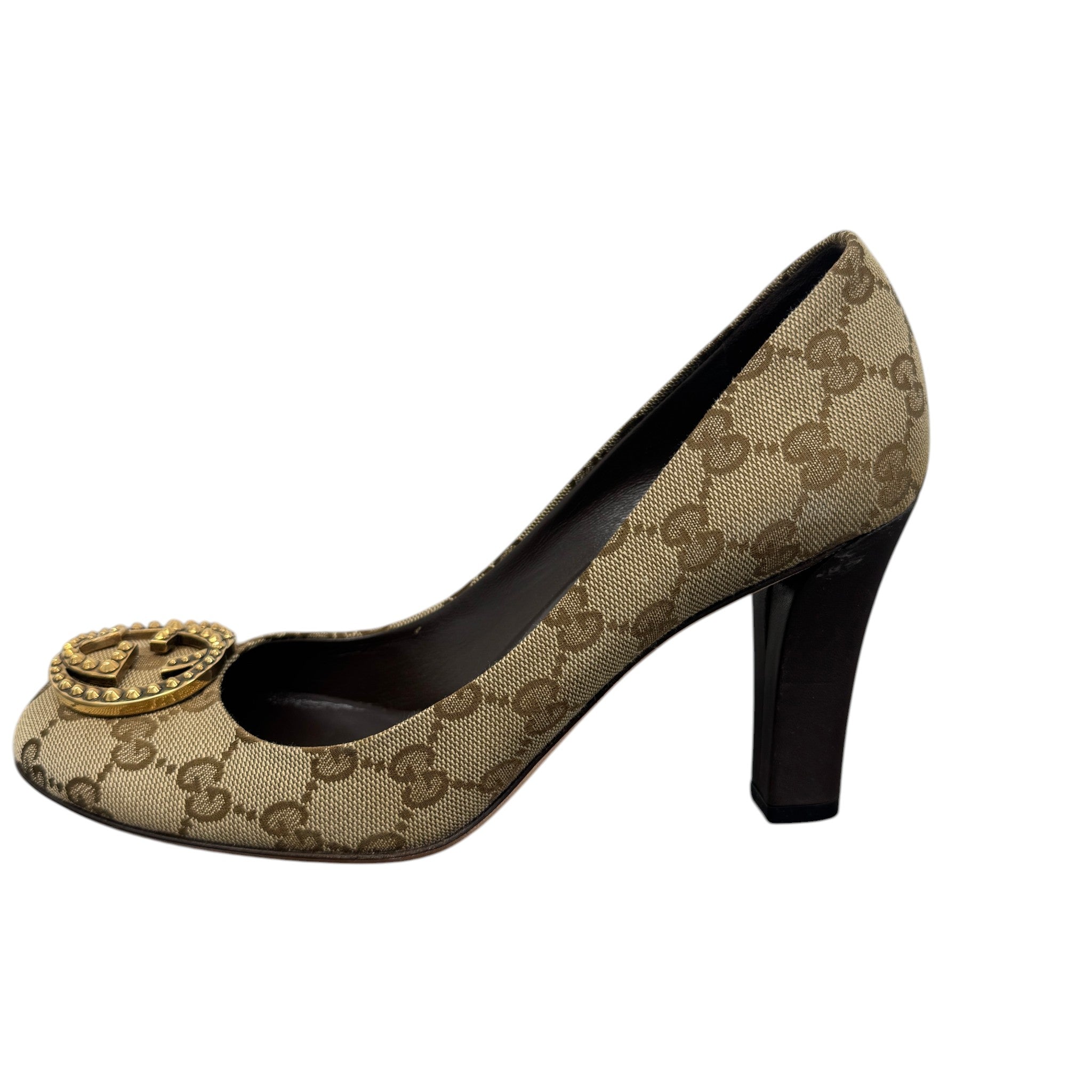 Women's Interlocking G Heels Beige Size EU 39 / UK 6