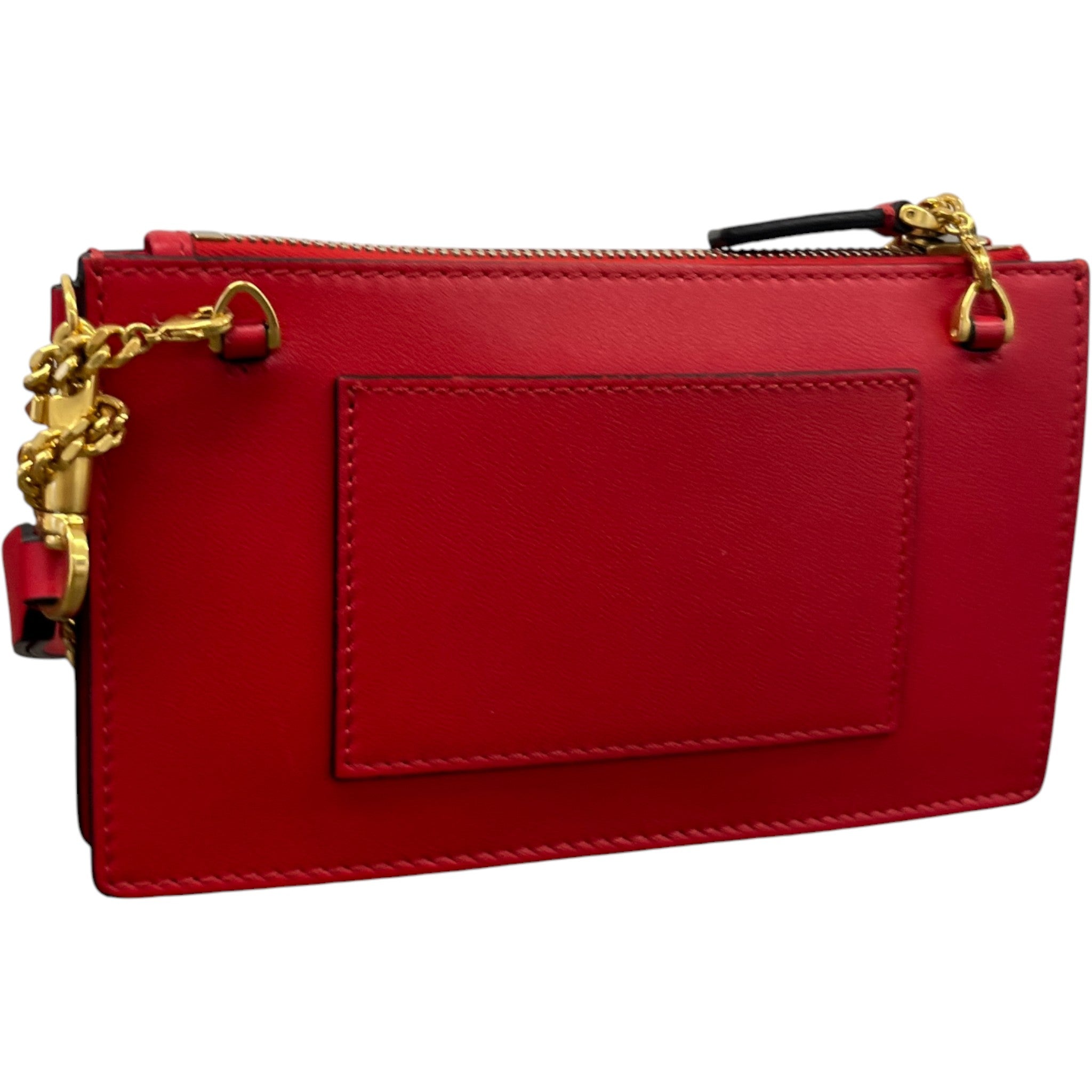 Women's Rouge Leather V Logo Chain Pouch Bag Red