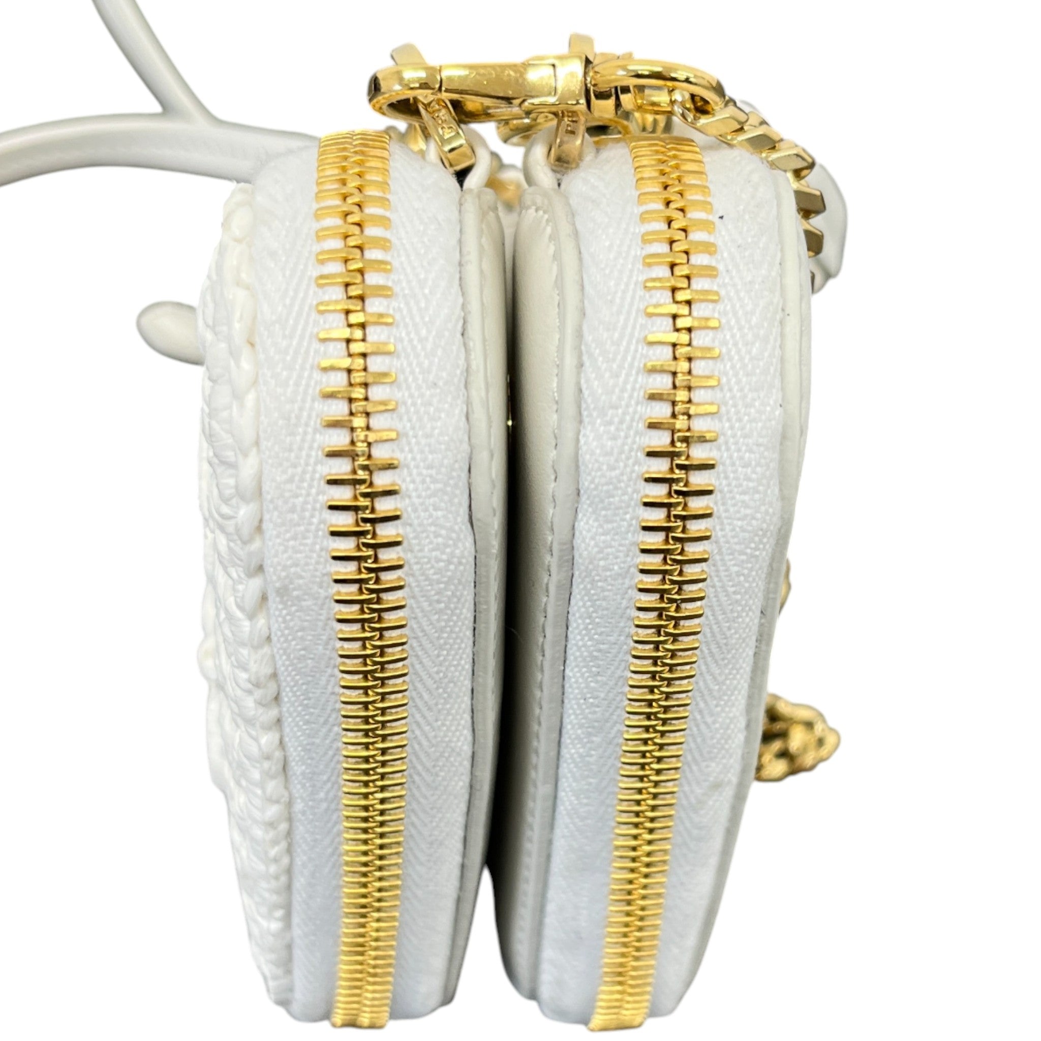 Women's Triangle Crochet Mini Handbag White