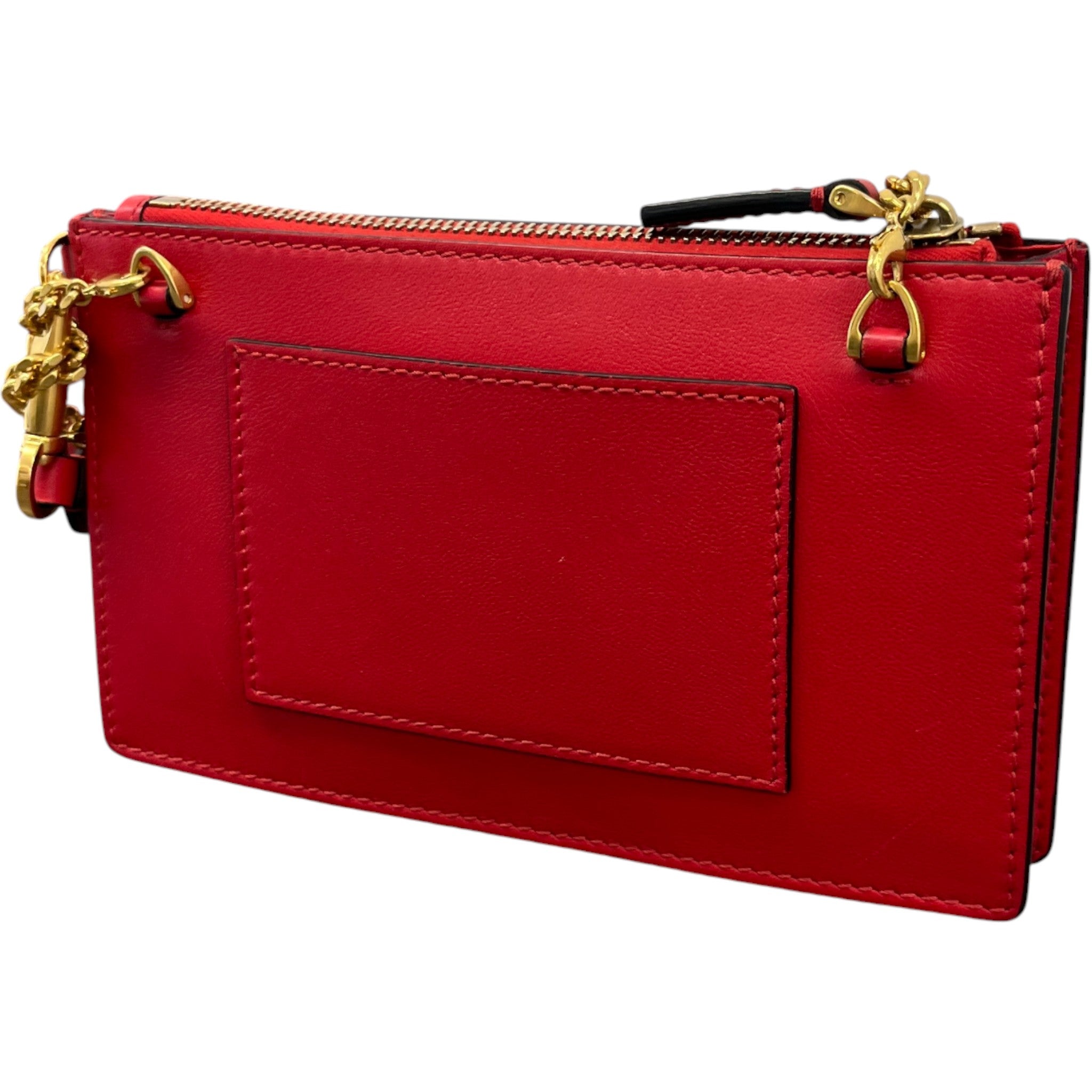 Women's Rouge Leather V Logo Chain Pouch Bag Red