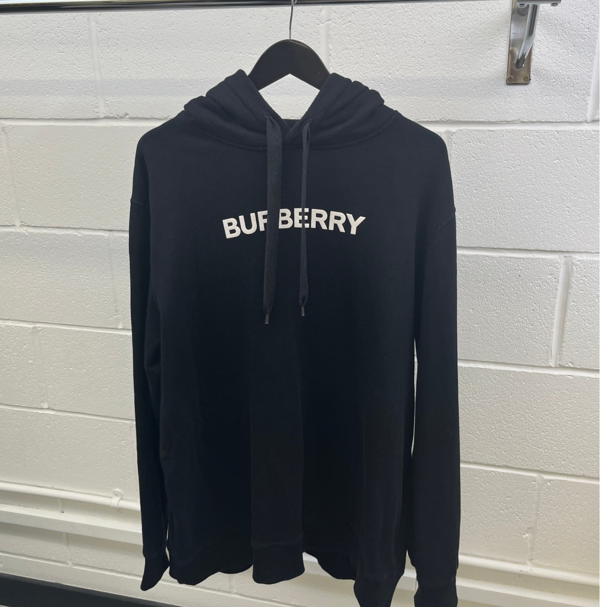 Men's Logo Print Hoodie Black Size XXL