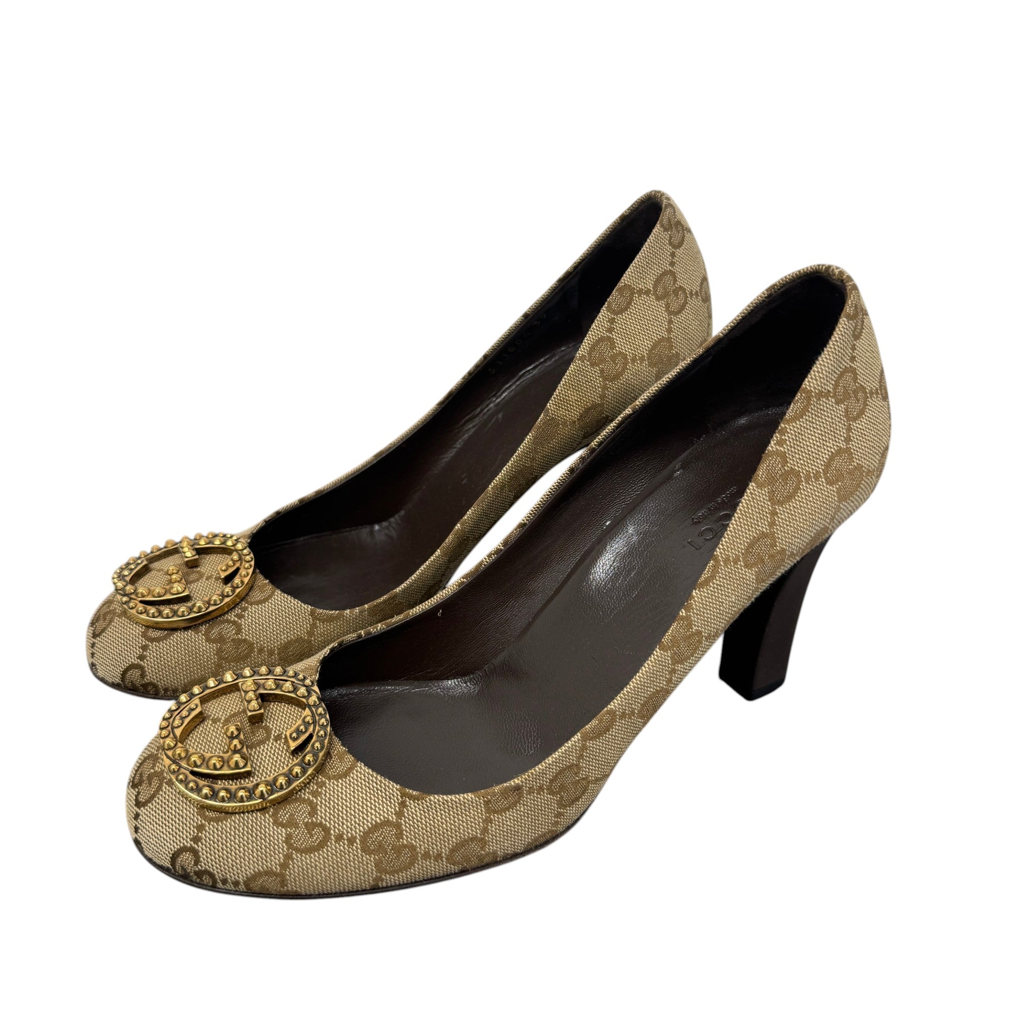 Women's Interlocking G Heels Beige Size EU 39 / UK 6
