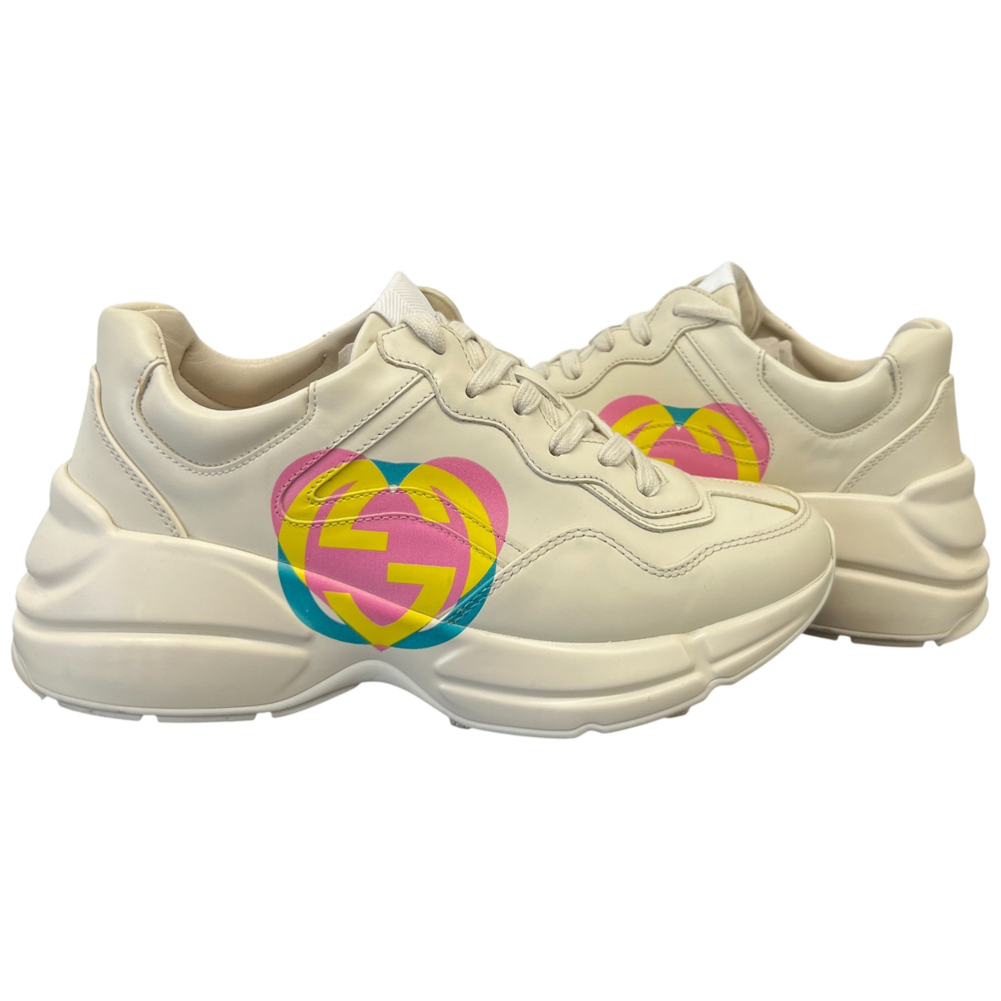 Women's Gg Rhyton Heart Low Trainers Beige Size EU 36 / UK 3