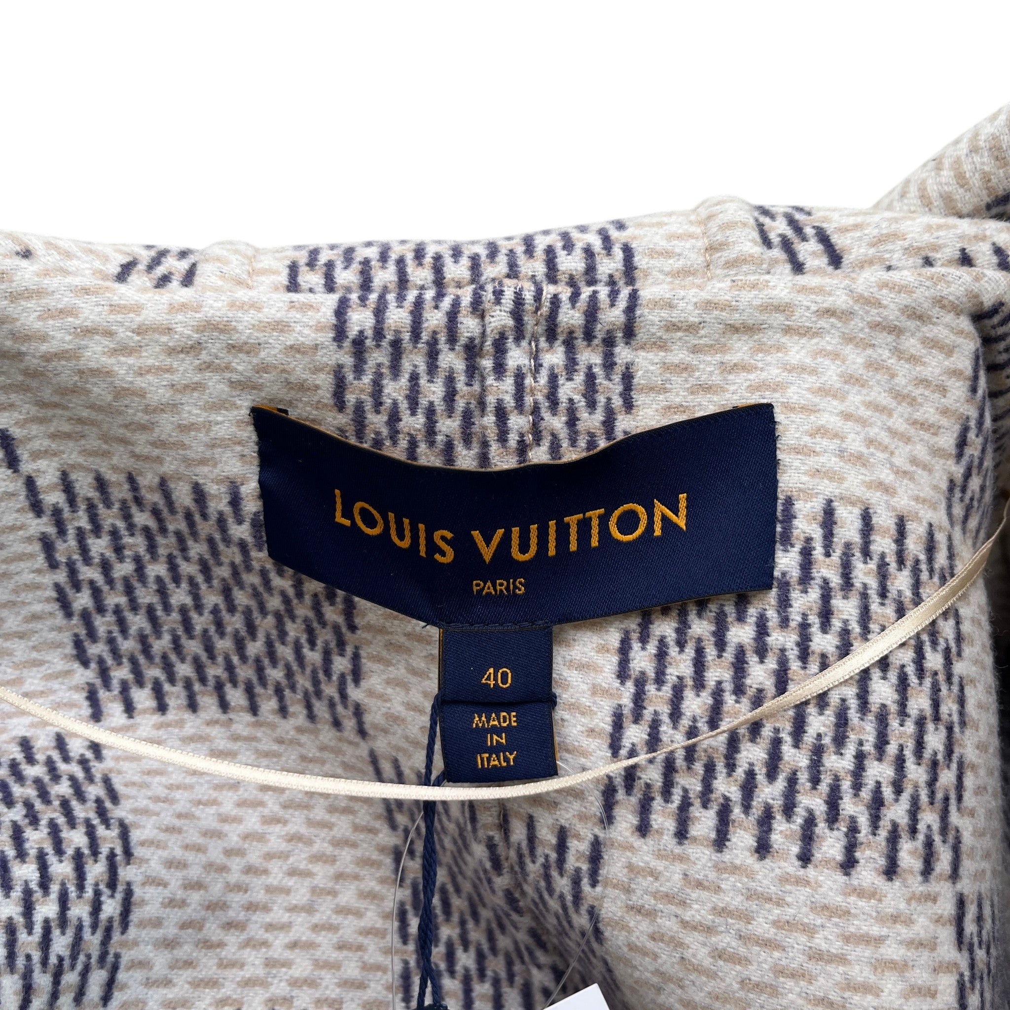 Women's Hooded Wrap Damier Azur Jacket Beige Size 2 / UK 12
