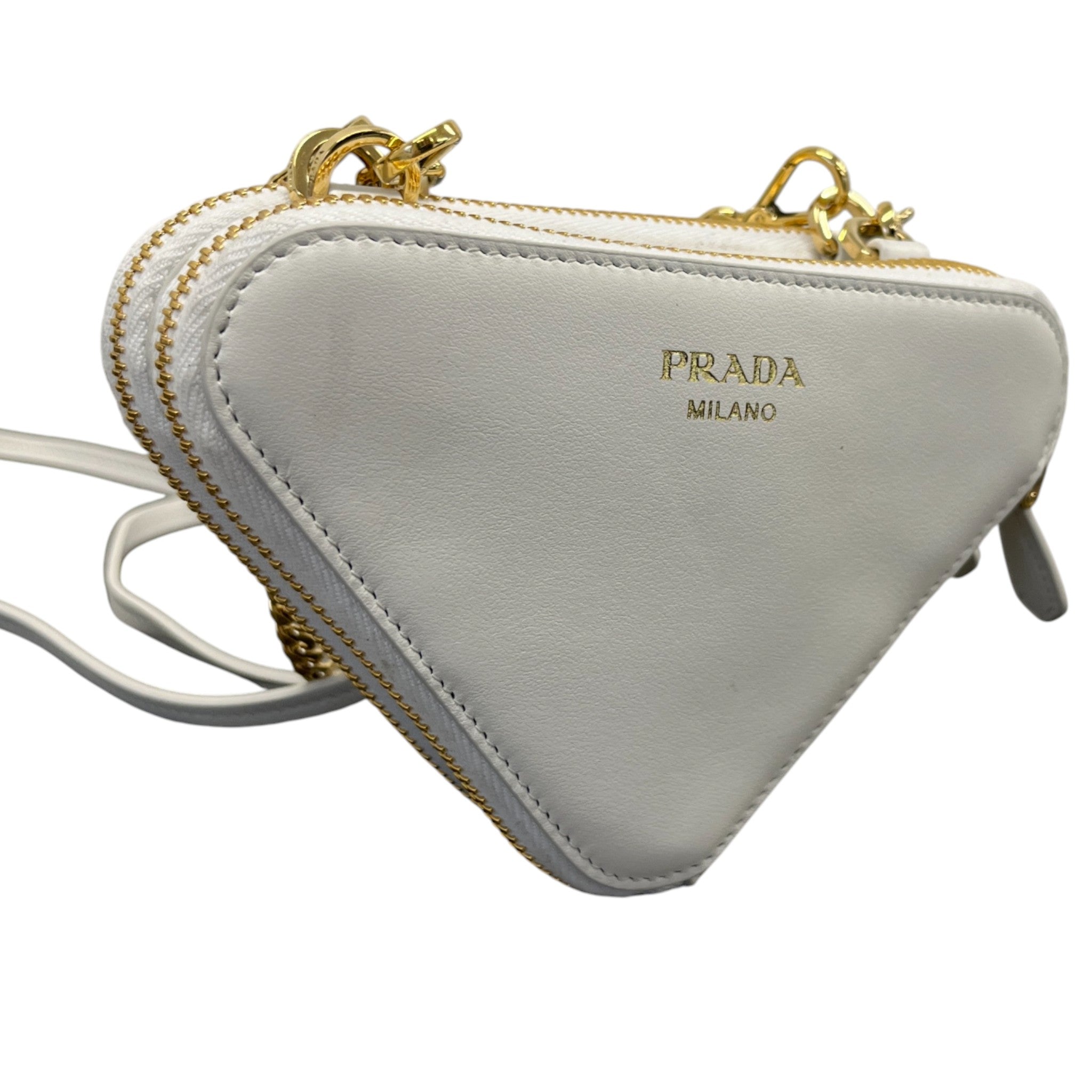 Women's Triangle Crochet Mini Handbag White