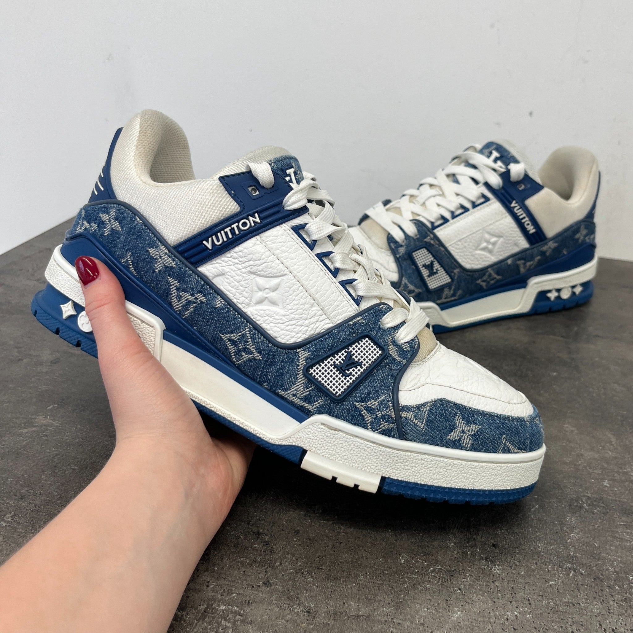 Men's Lv Denim Low Trainers Blue Size EU 40 / UK 6