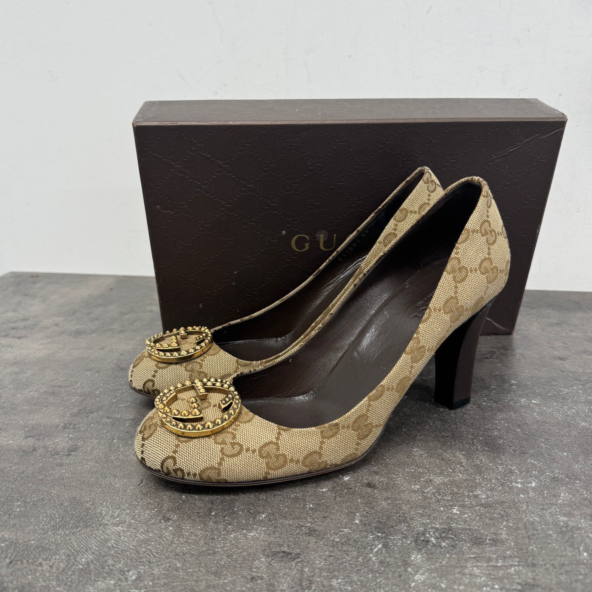 Women's Interlocking G Heels Beige Size EU 39 / UK 6