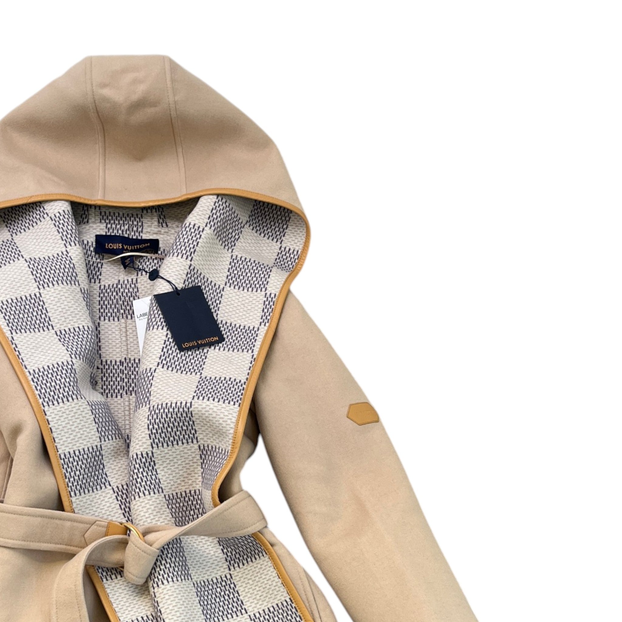 Women's Hooded Wrap Damier Azur Jacket Beige Size 2 / UK 12