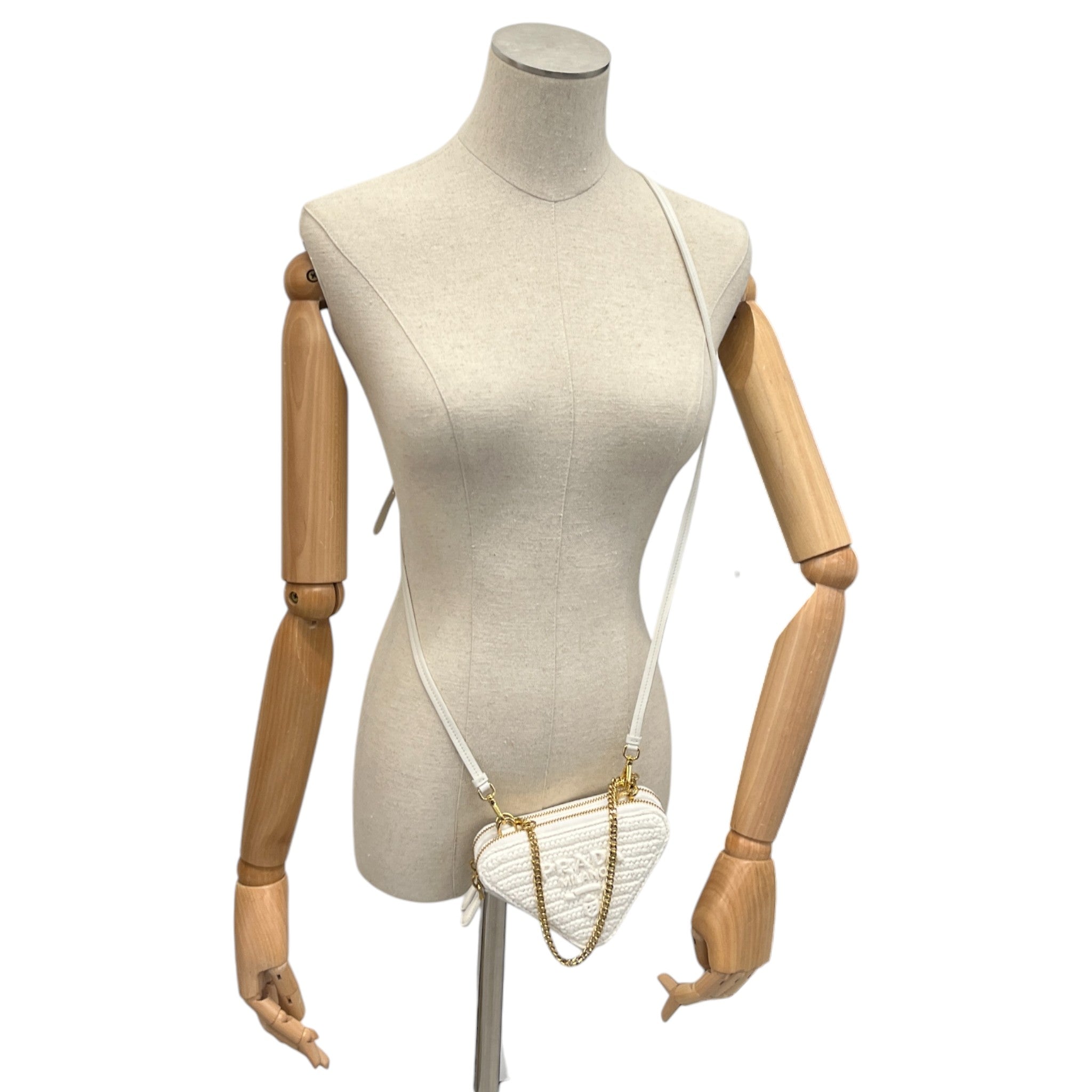 Women's Triangle Crochet Mini Handbag White