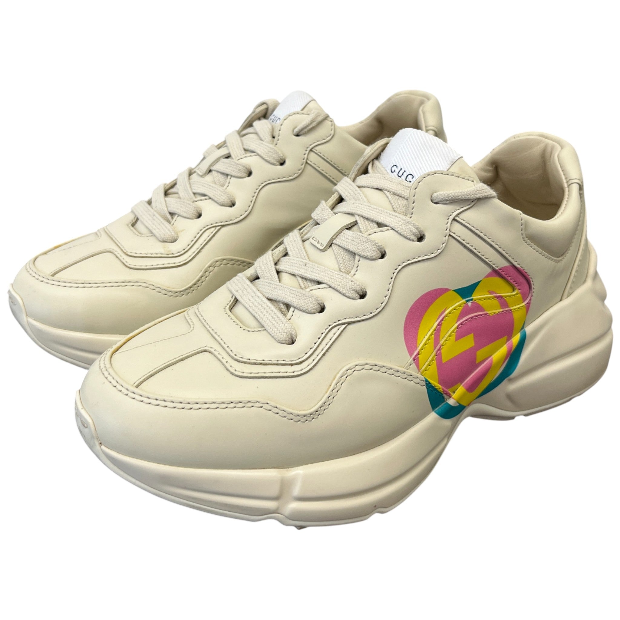Women's Gg Rhyton Heart Low Trainers Beige Size EU 36 / UK 3